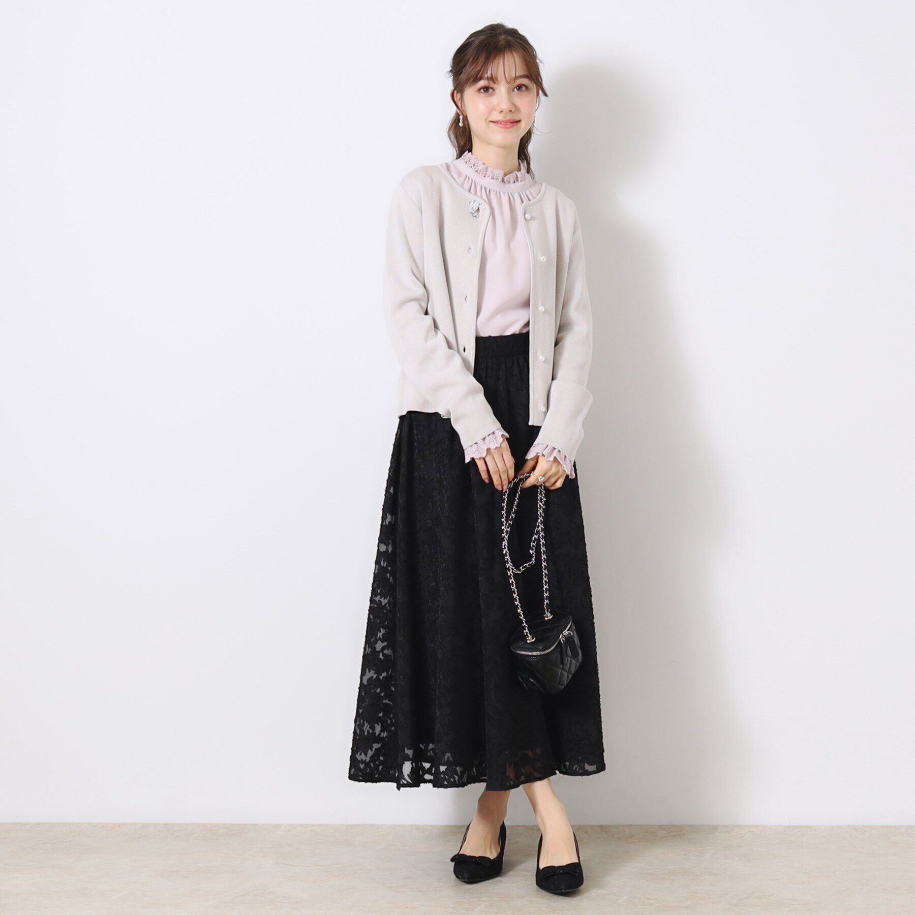 Couture broach「【春の華やぎ無地見えスカート】カットジャカードフラワースカート」|スカート|