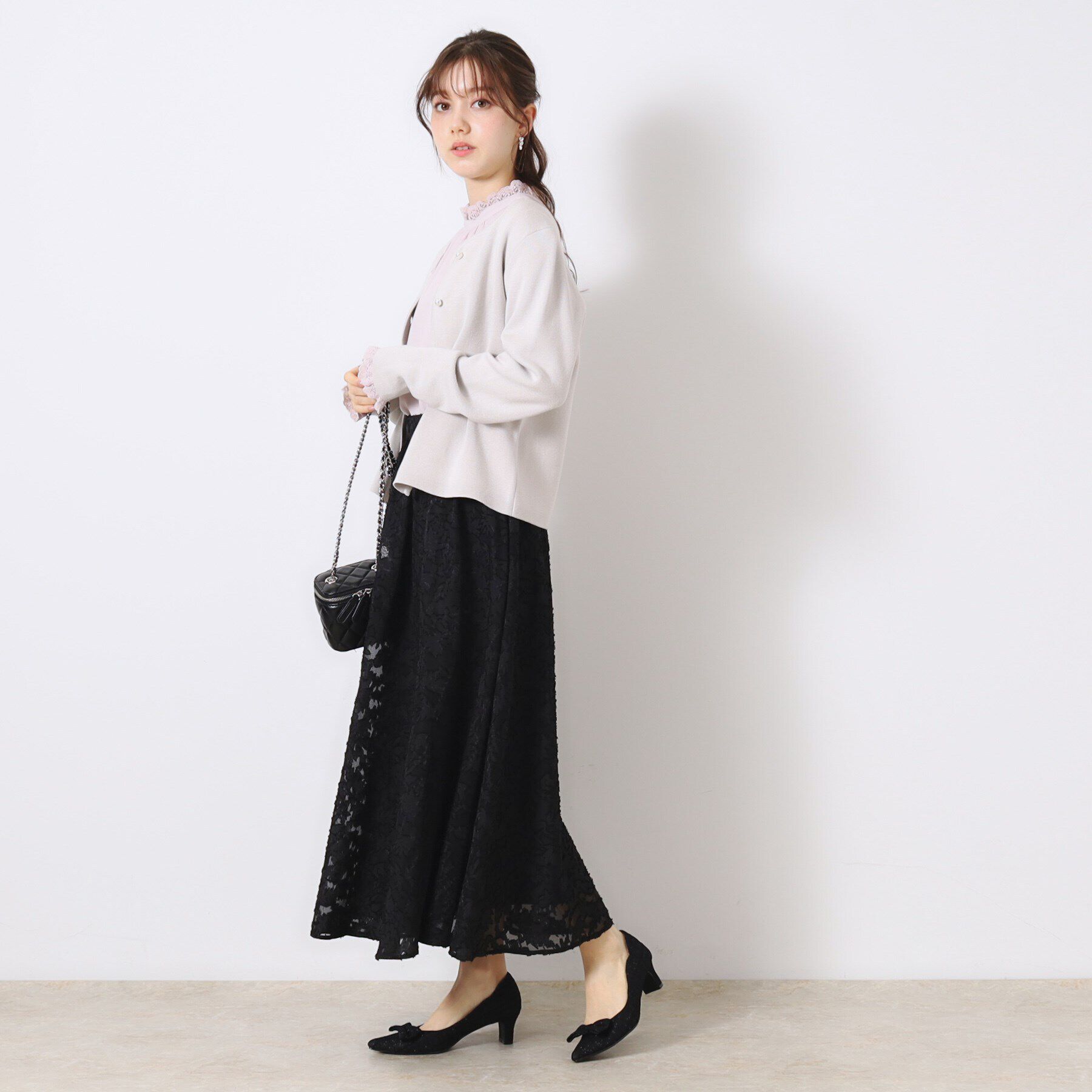 Couture broach「【春の華やぎ無地見えスカート】カットジャカードフラワースカート」|スカート|