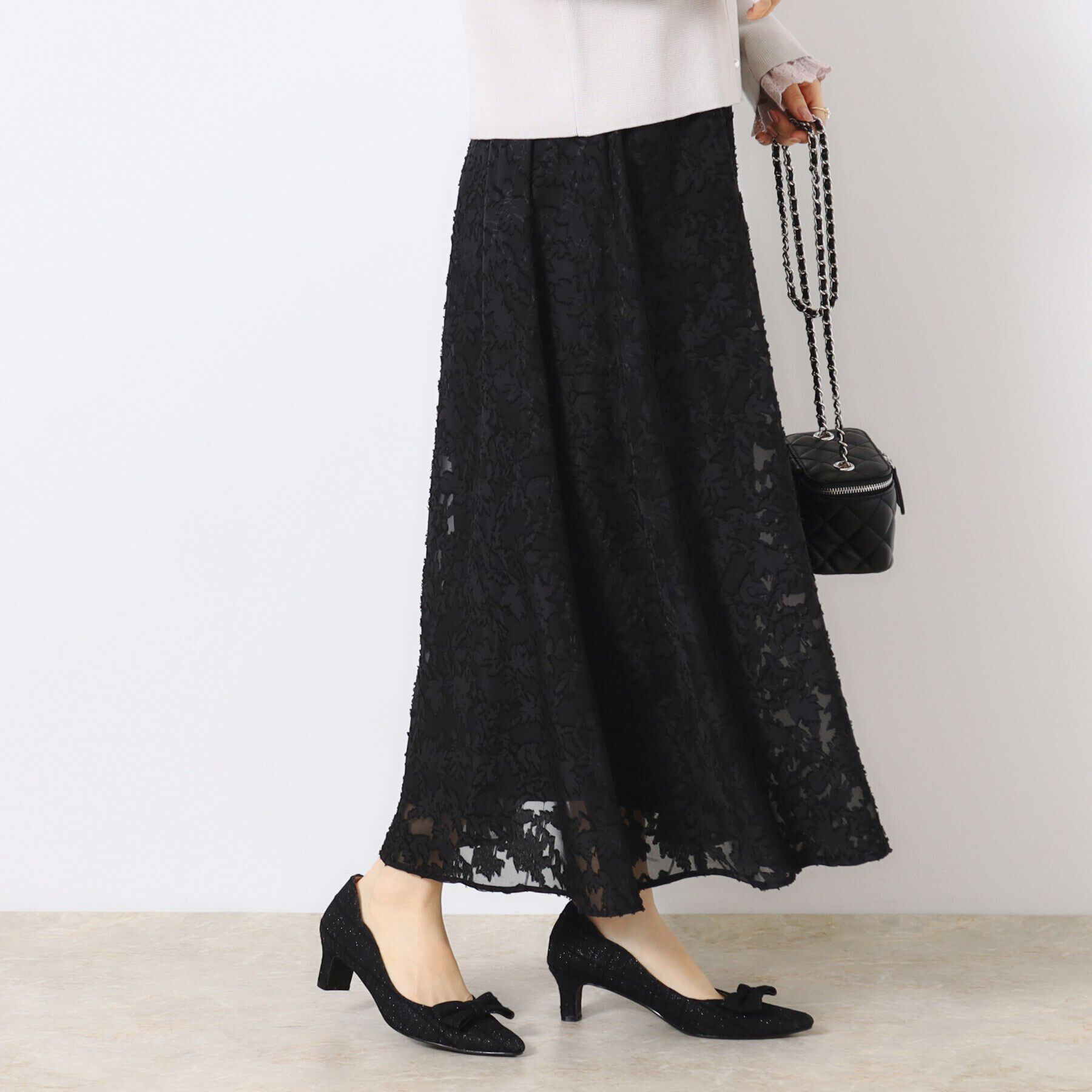 Couture broach「【春の華やぎ無地見えスカート】カットジャカードフラワースカート」|スカート|