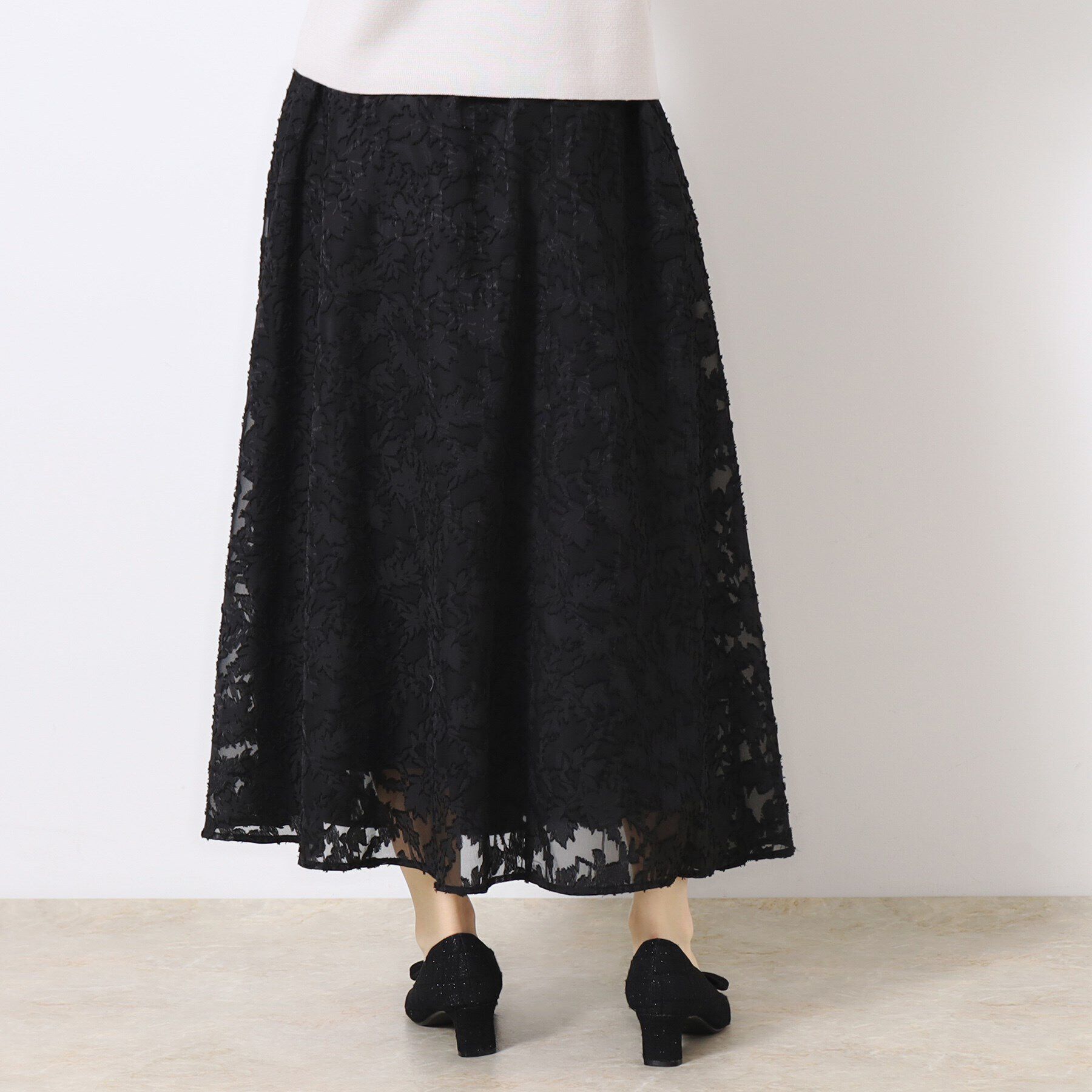 Couture broach「【春の華やぎ無地見えスカート】カットジャカードフラワースカート」|スカート|