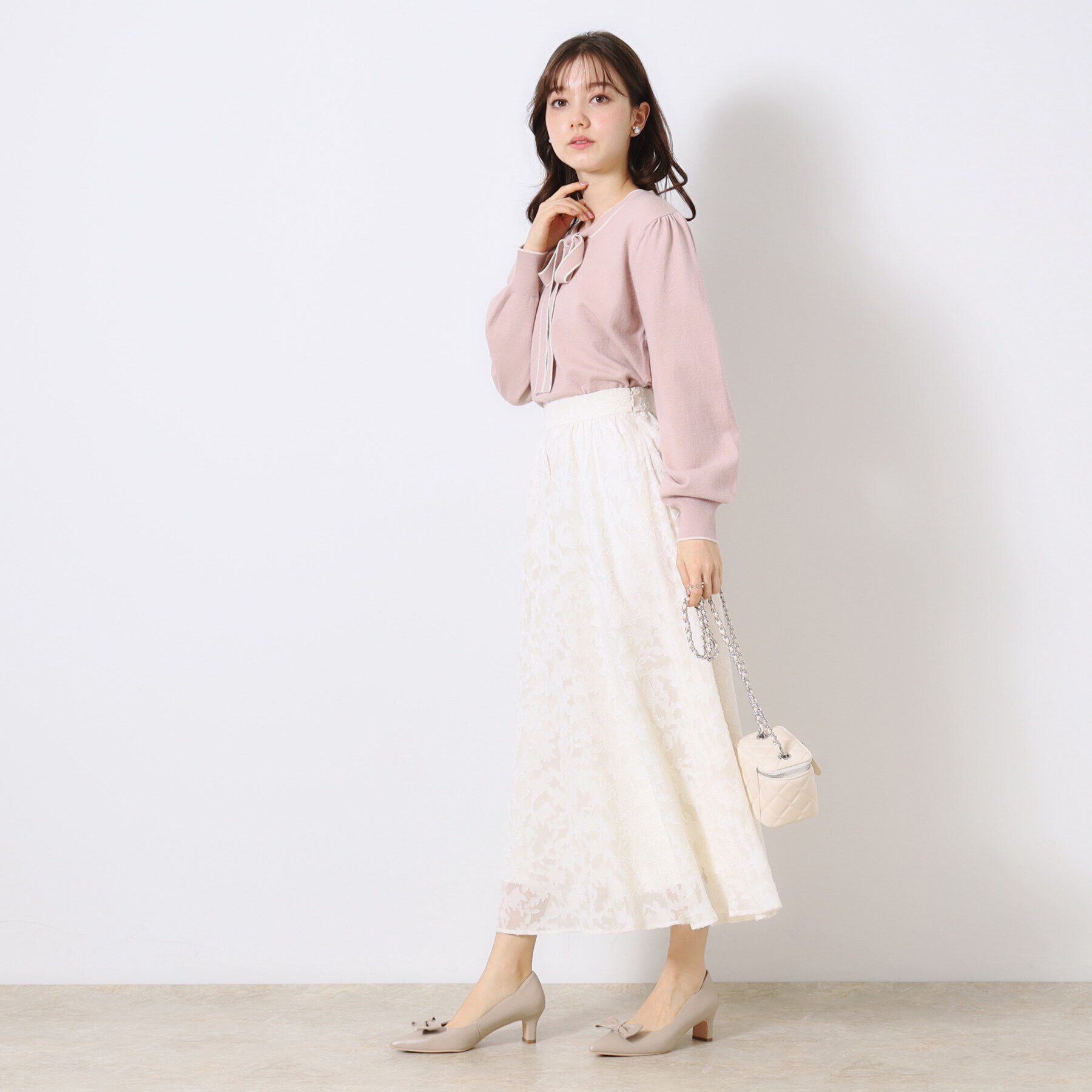 Couture broach「【春の華やぎ無地見えスカート】カットジャカードフラワースカート」|スカート|