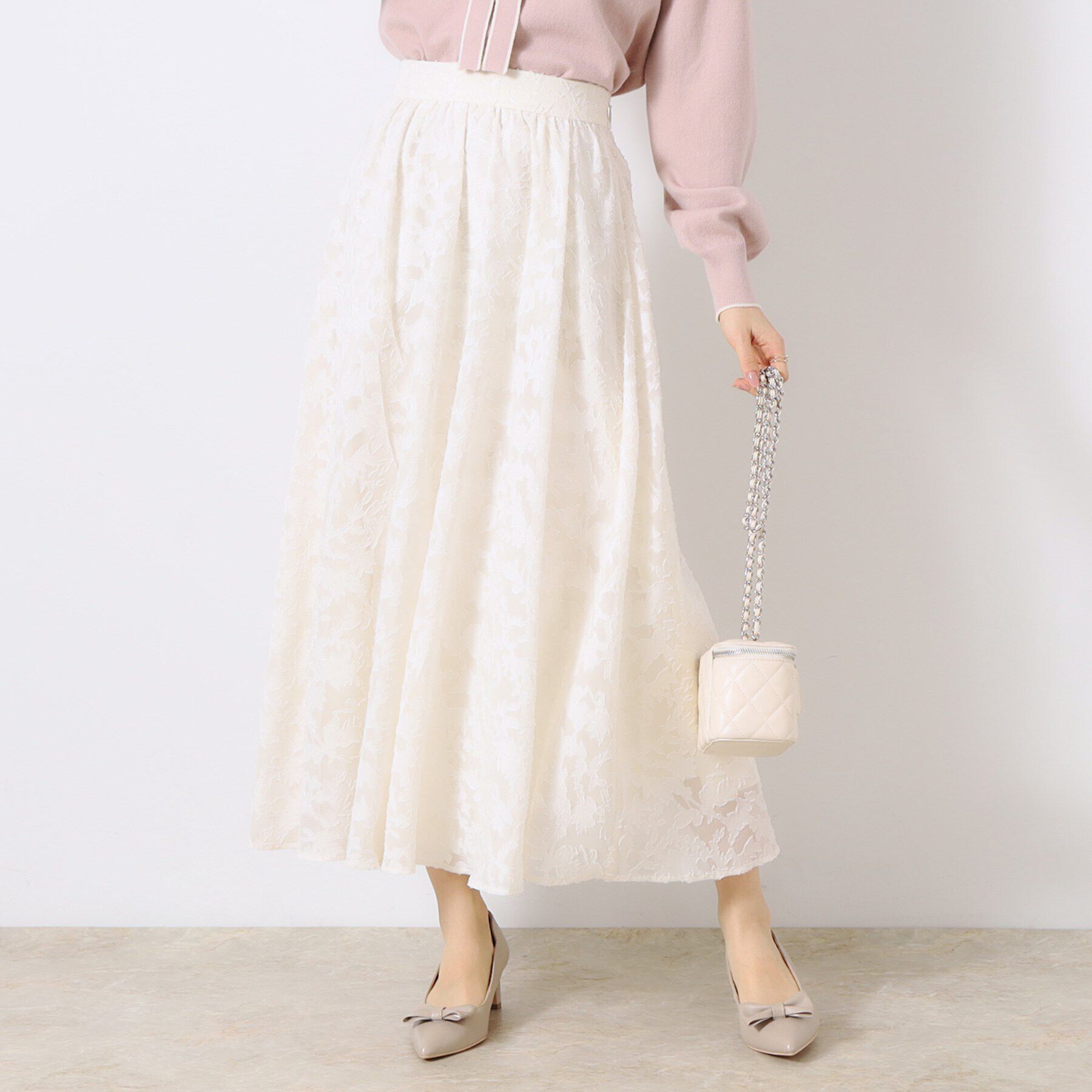 Couture broach「【春の華やぎ無地見えスカート】カットジャカードフラワースカート」|スカート|