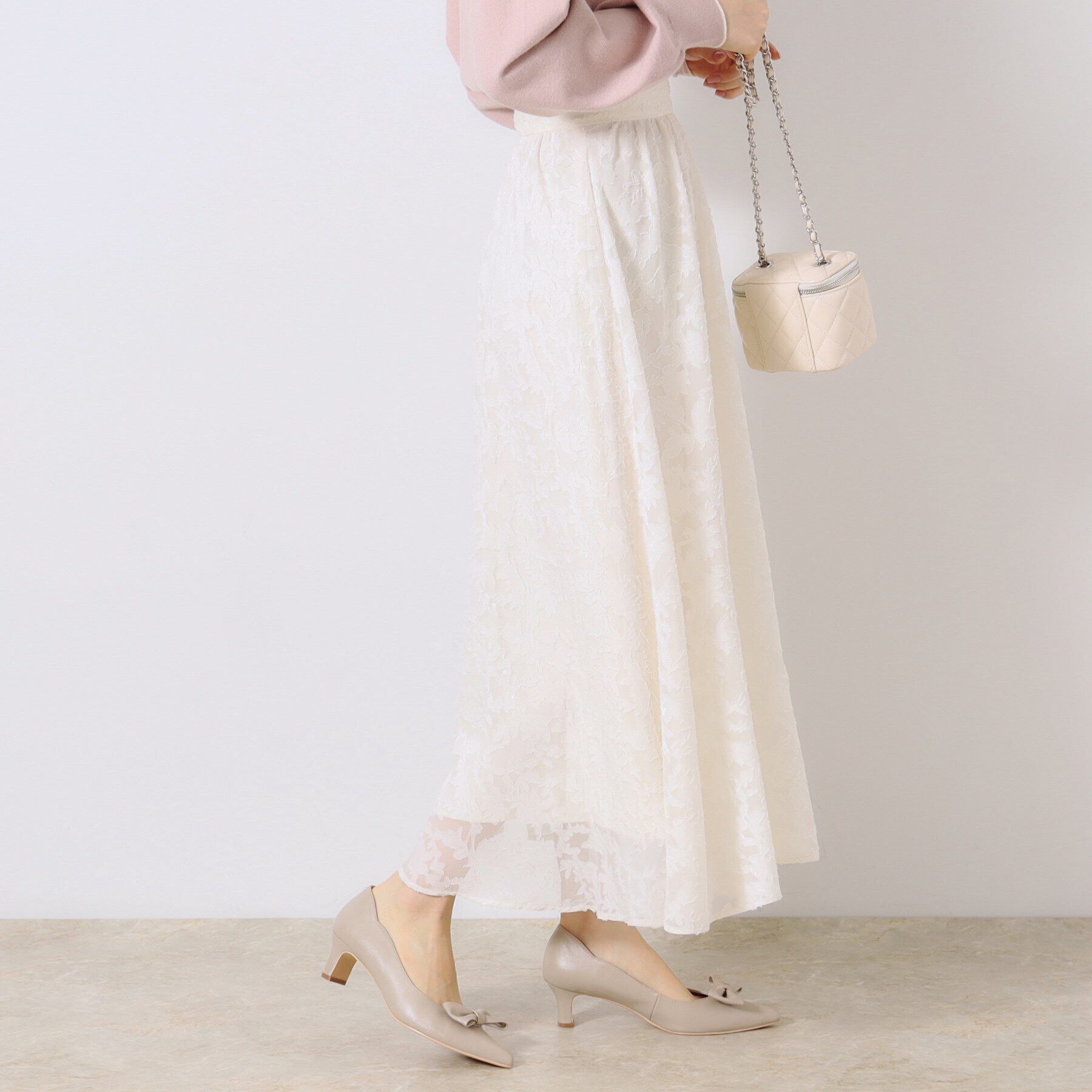 Couture broach「【春の華やぎ無地見えスカート】カットジャカードフラワースカート」|スカート|