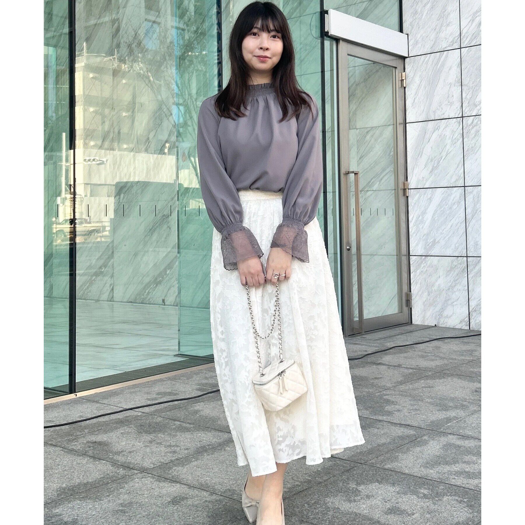 Couture broach「【春の華やぎ無地見えスカート】カットジャカードフラワースカート」|スカート|