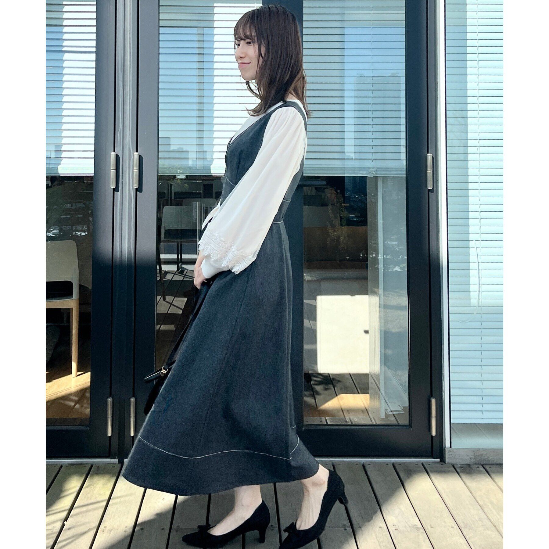 Couture broach「【大人フェミニン・ぽわん袖】レース・チュールドッキングニット」|ニット・セーター|