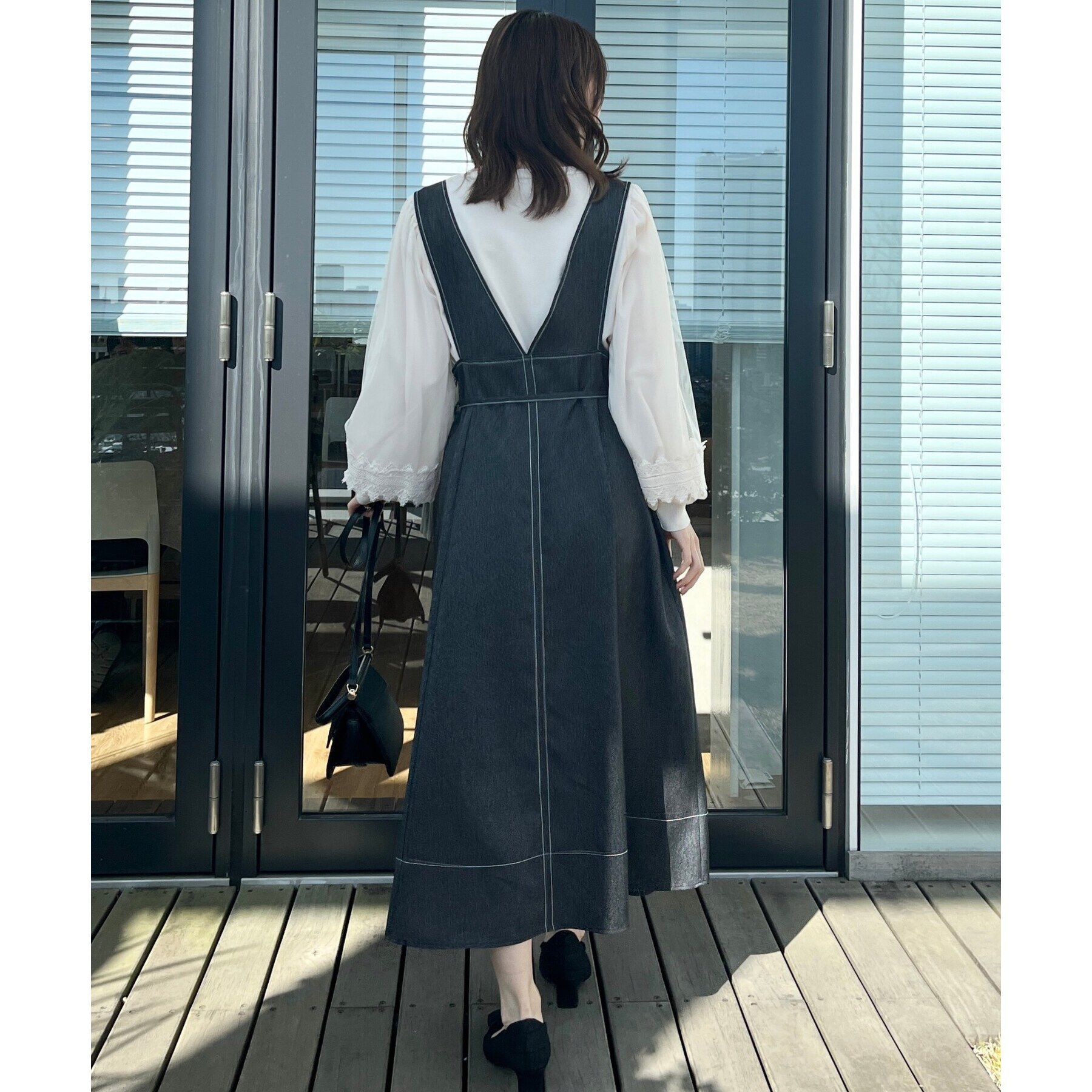 Couture broach「【大人フェミニン・ぽわん袖】レース・チュールドッキングニット」|ニット・セーター|