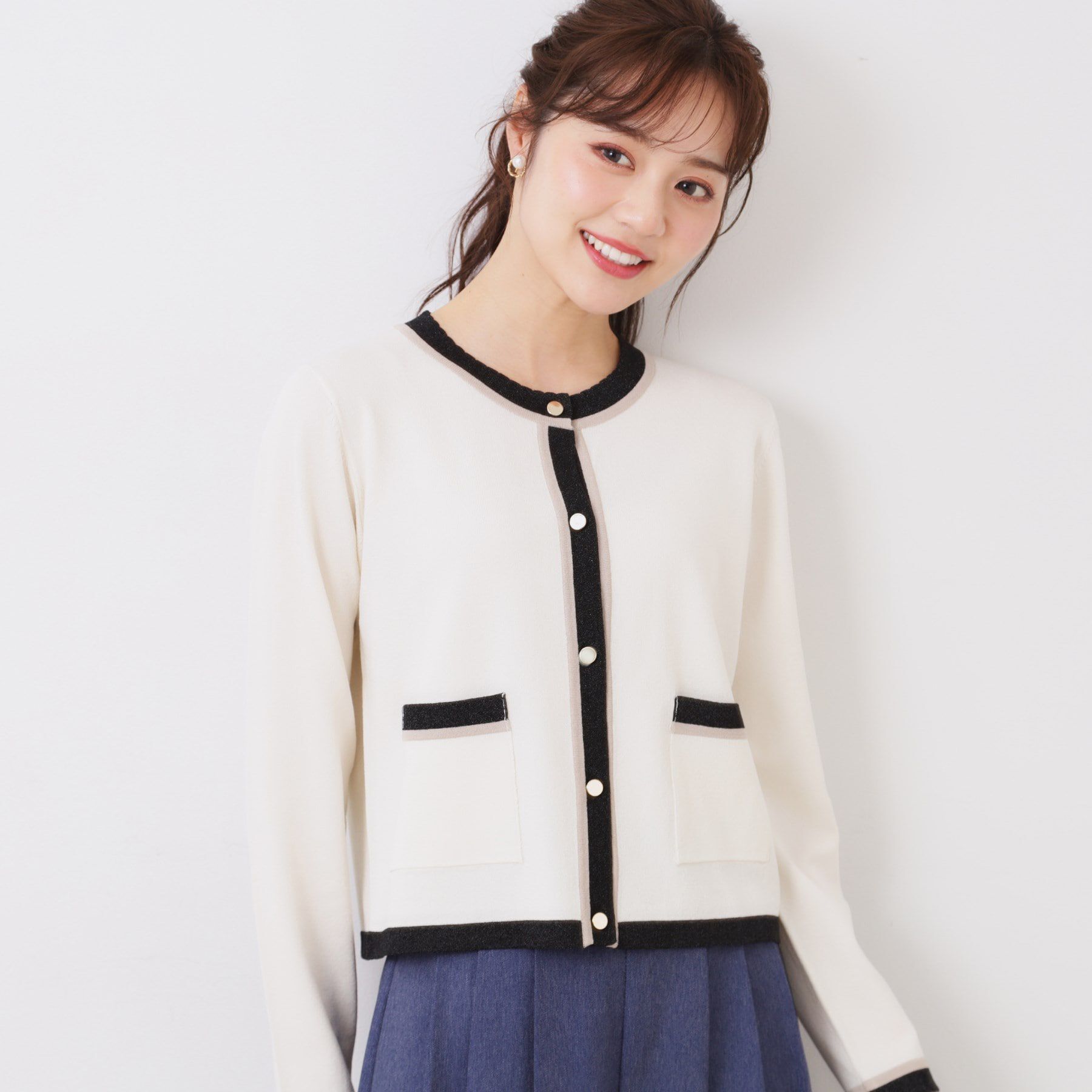 Couture broach「【きれいめ・通勤・初夏まで着られる】配色ラメカーディガン」|カーディガン|