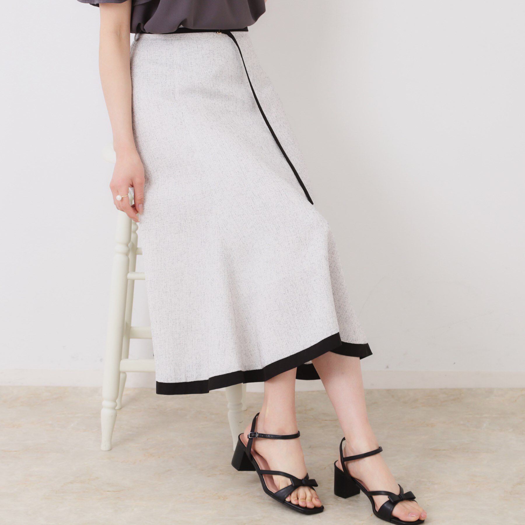 Couture broach「【洗える・きれいめ・通勤】サマーツイード配色フレアスカート」|スカート|