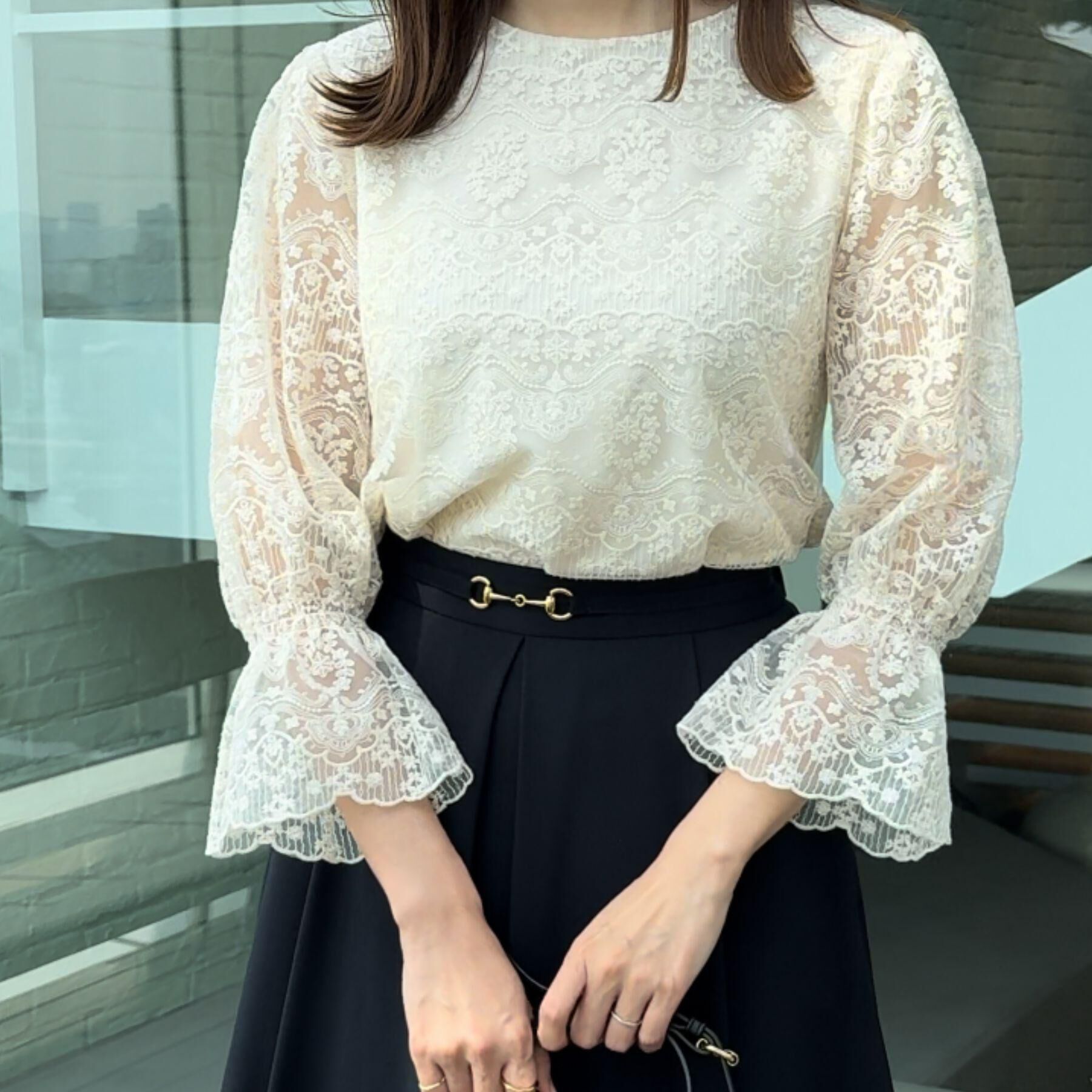 Couture broach「【一枚で着映える・華やか・通勤】エンブロチュール キャンディーズブラウス」|シャツ・ブラウス|