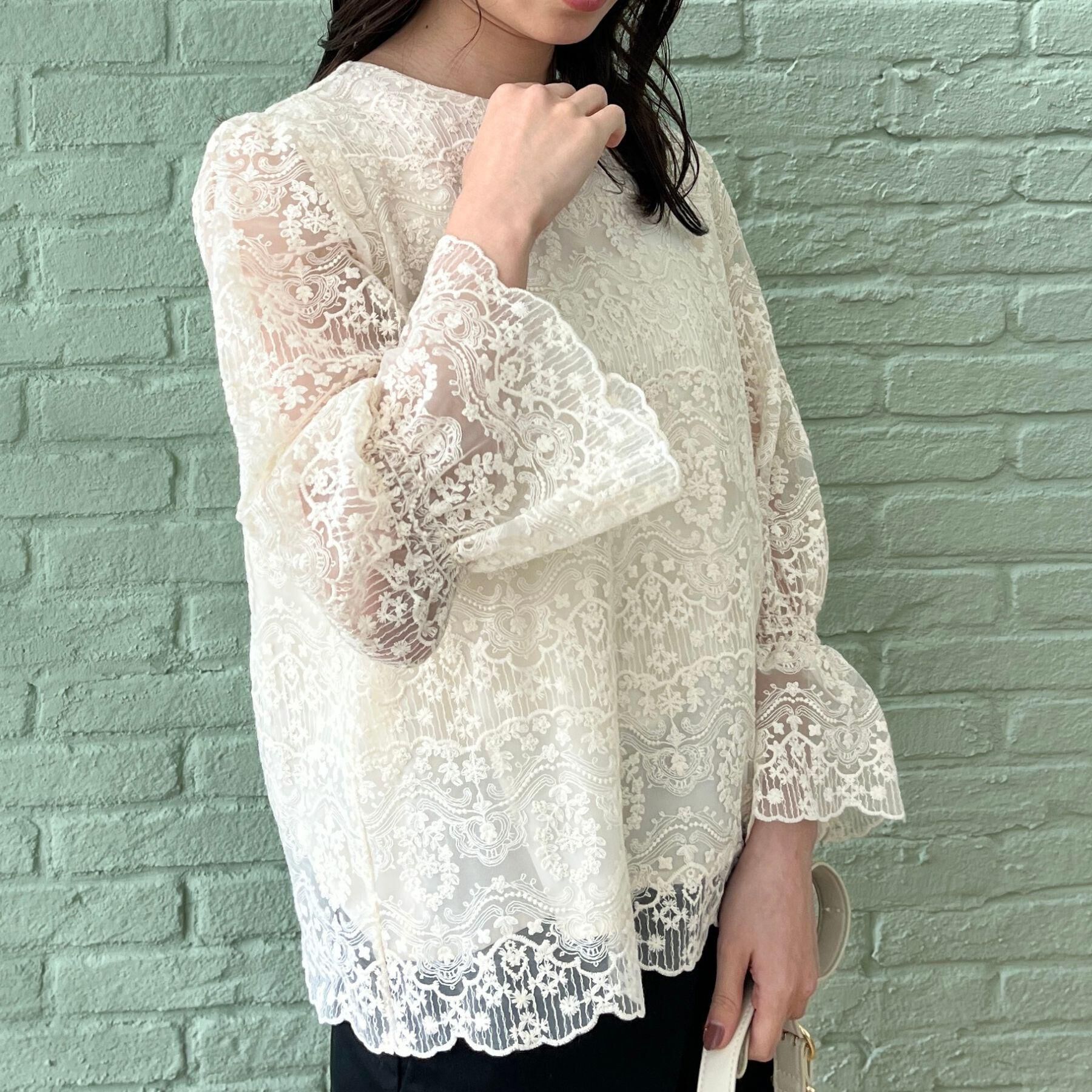 Couture broach「【一枚で着映える・華やか・通勤】エンブロチュール キャンディーズブラウス」|シャツ・ブラウス|