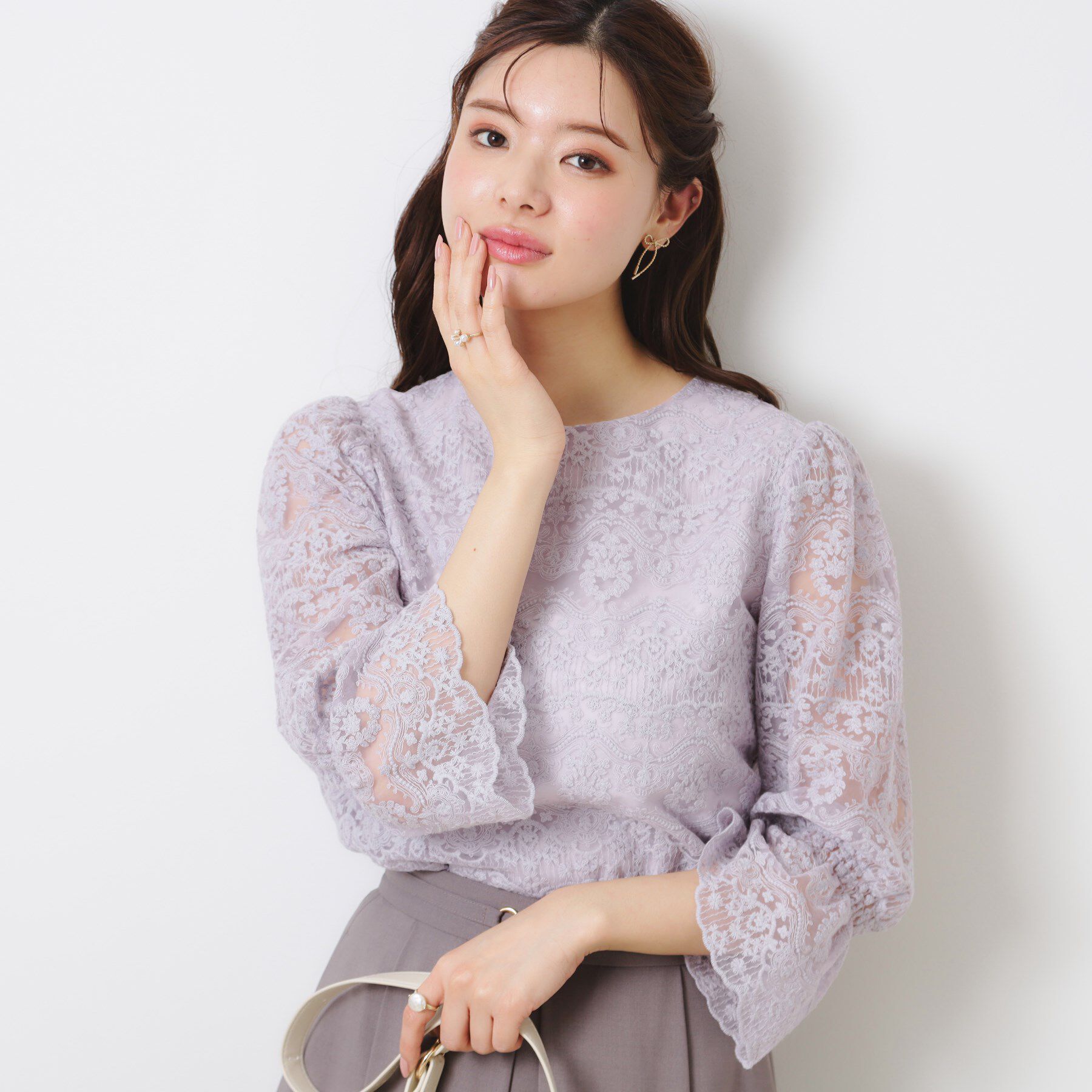 Couture broach「【一枚で着映える・華やか・通勤】エンブロチュール キャンディーズブラウス」|シャツ・ブラウス|