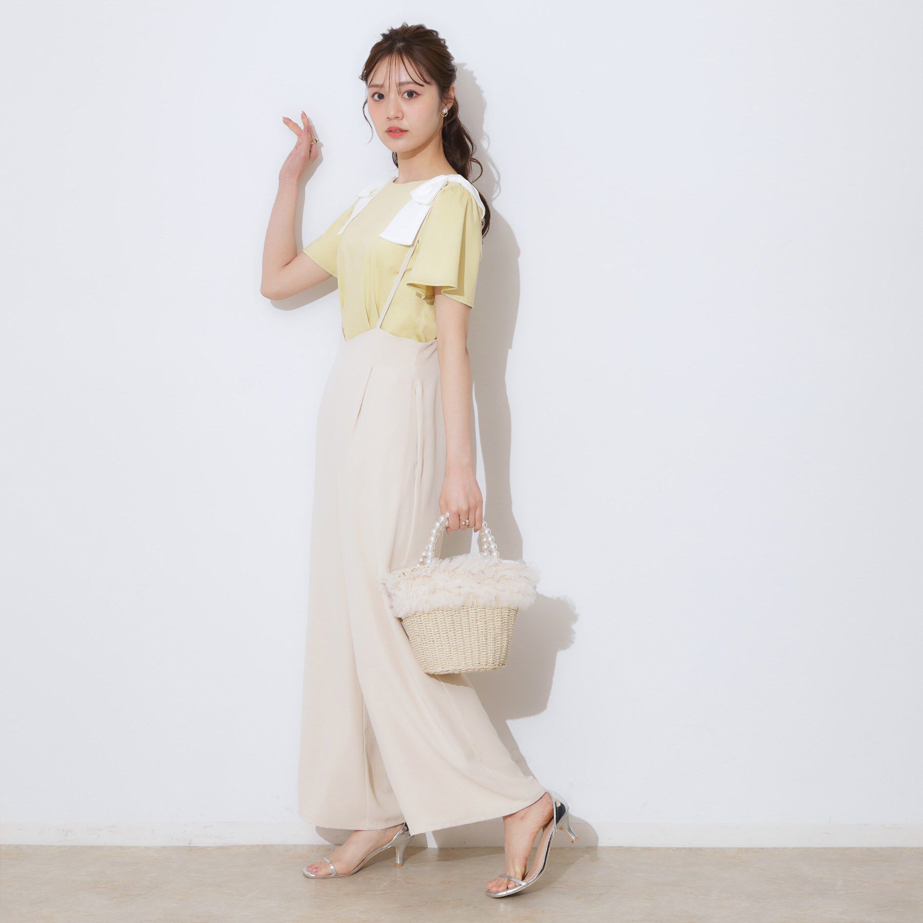 Couture broach「【リボン・マシンウォッシャブル・UV機能・接触冷感】肩リボントップス」|Tシャツ・カットソー|