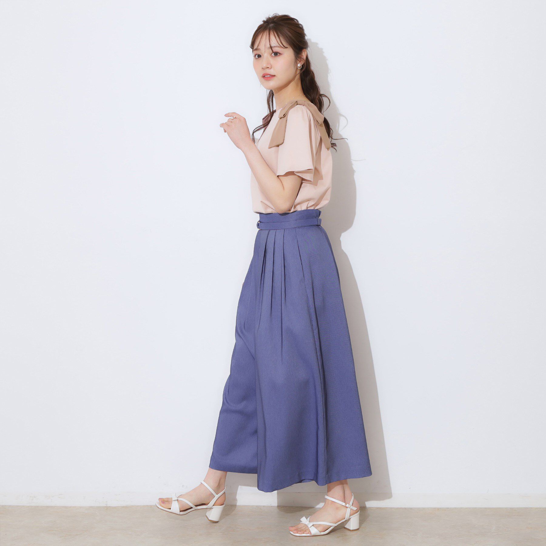 Couture broach「【リボン・マシンウォッシャブル・UV機能・接触冷感】肩リボントップス」|Tシャツ・カットソー|