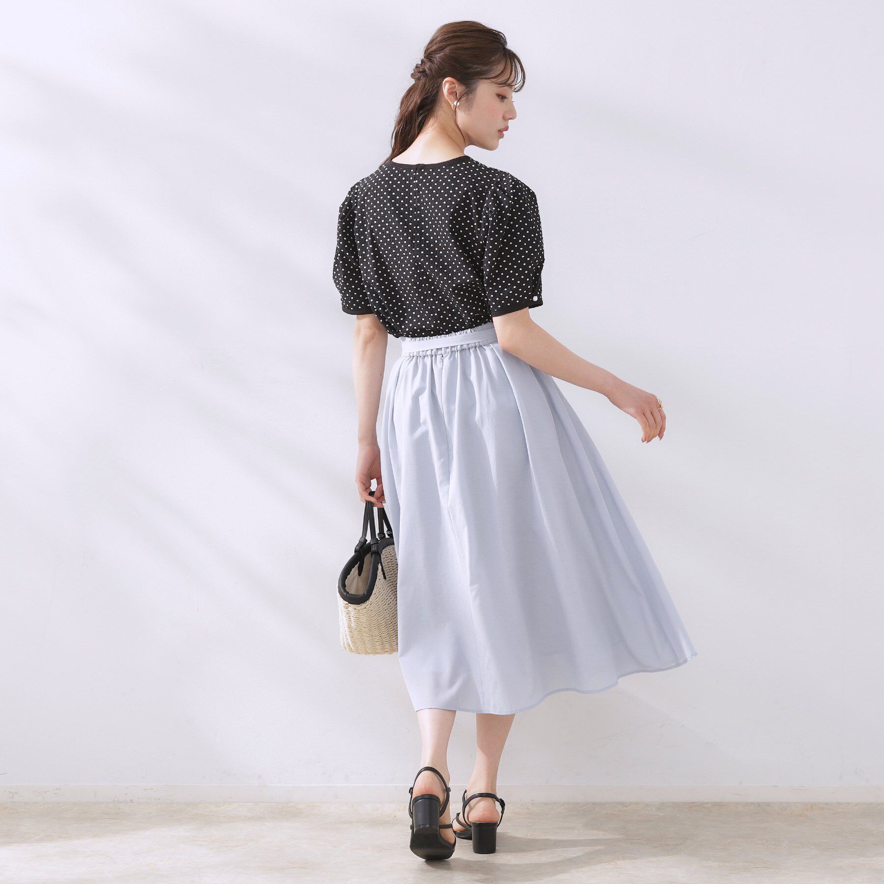 Couture broach「【きれいめ・通勤】細リボン付きパレットボイルスカート」|スカート|