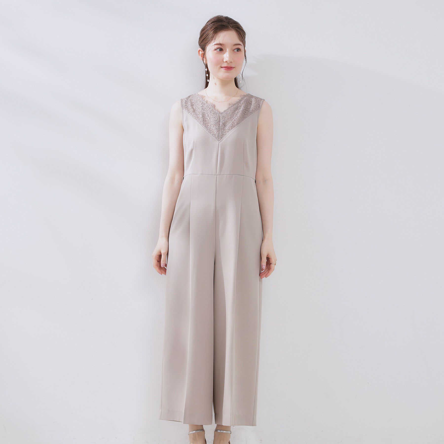 Couture broach「【一枚で着映える】レース切替デザインオールインワン」|オールインワン|