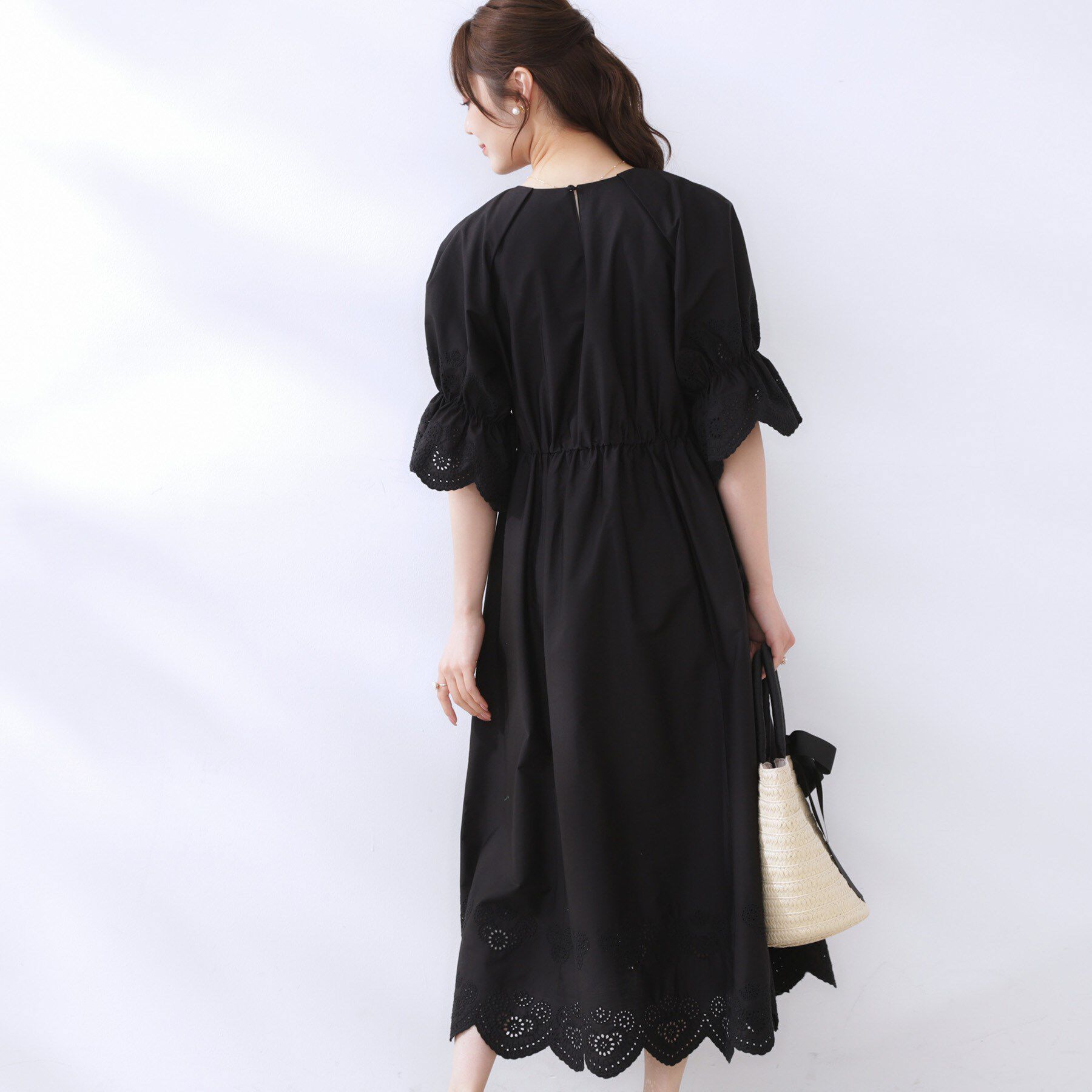 Couture broach「【きれいめ・二の腕カバー】エシカルコットン エンブロドルマンワンピース」|ワンピース|