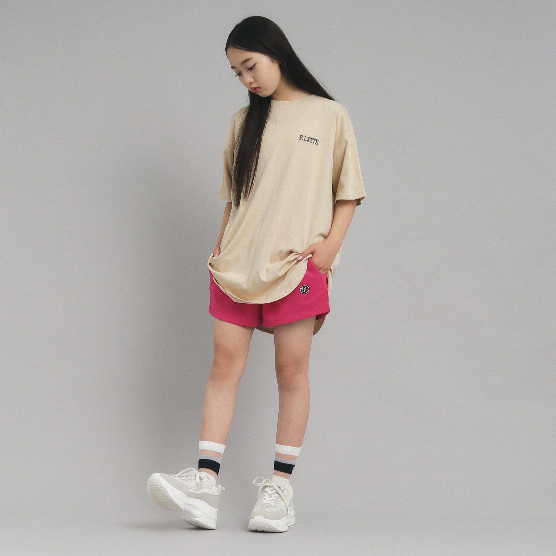 PINK-latte「【接触冷感/130cmあり】ピンクマテTシャツ」|Tシャツ・カットソー|