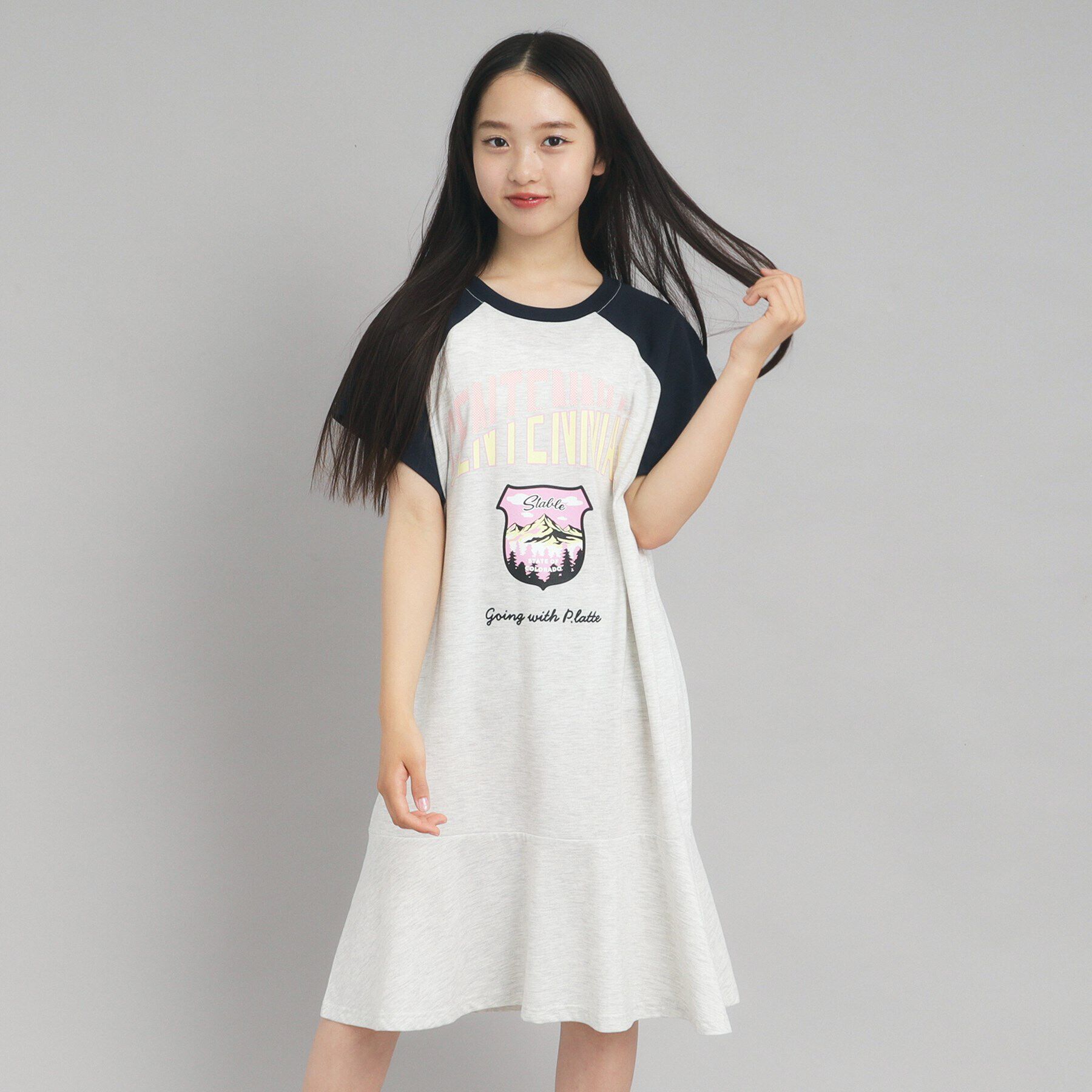 PINK-latte「裾ラッフルカットワンピース」|ワンピース|ネイビー(194)