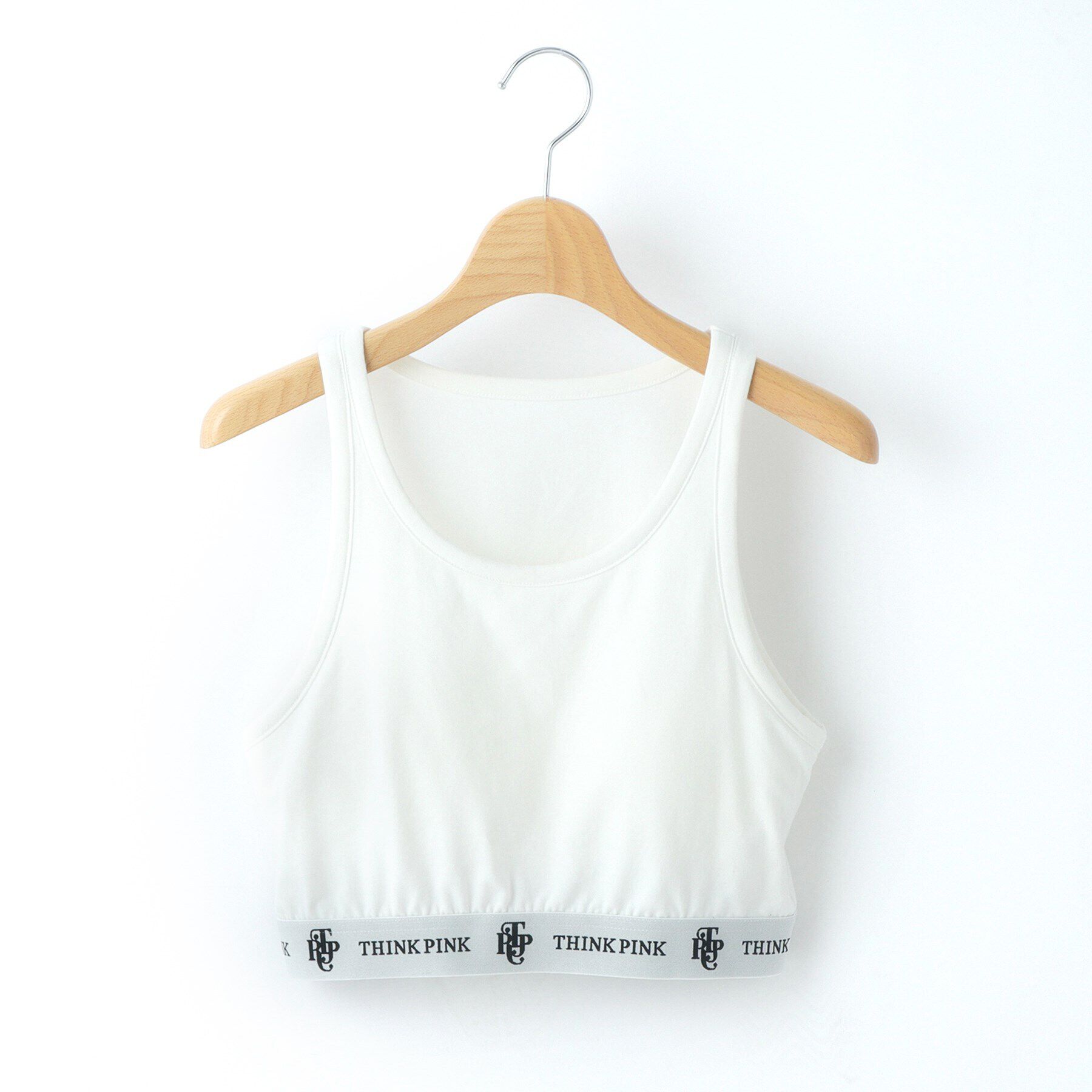 PINK-latte「【るーつくコラボ】裾ロゴゴムブラトップ」|キャミソール|オフホワイト(003