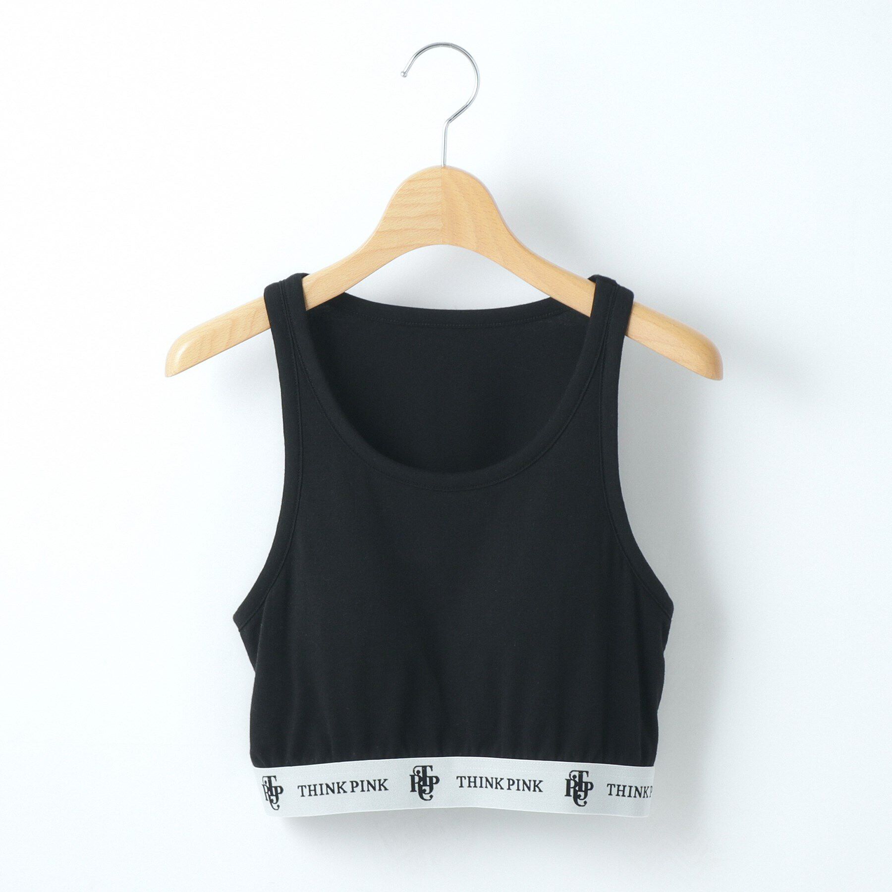 PINK-latte「【るーつくコラボ】裾ロゴゴムブラトップ」|キャミソール|ブラック(019)