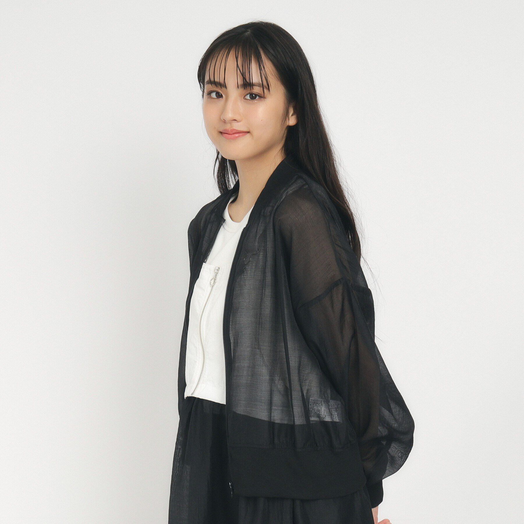 PINK-latte「【ニコラ10月号掲載】秋まで着れる！シアーブルゾン」|ブルゾン・スタジャン|