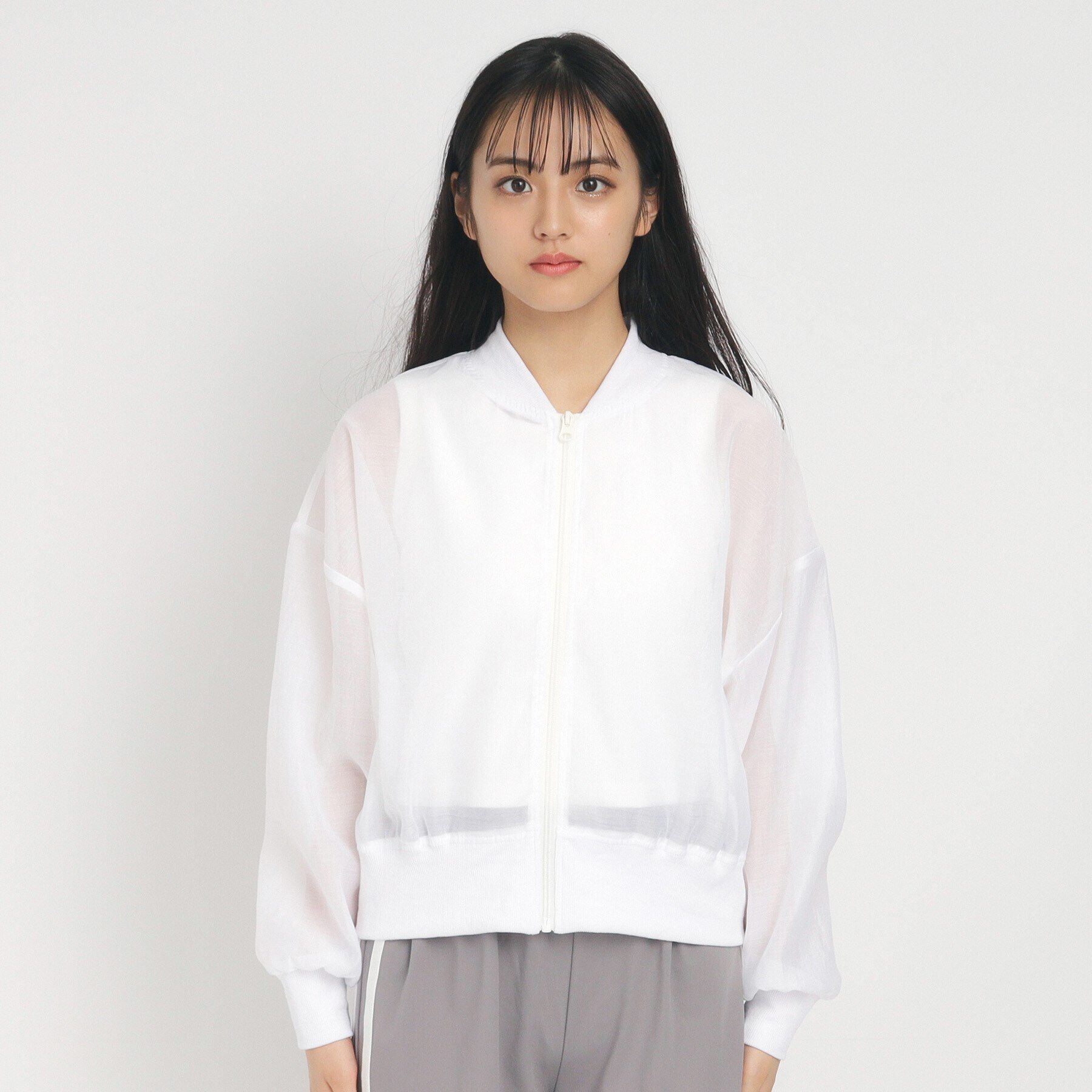 PINK-latte「【ニコラ10月号掲載】秋まで着れる！シアーブルゾン」|ブルゾン・スタジャン|