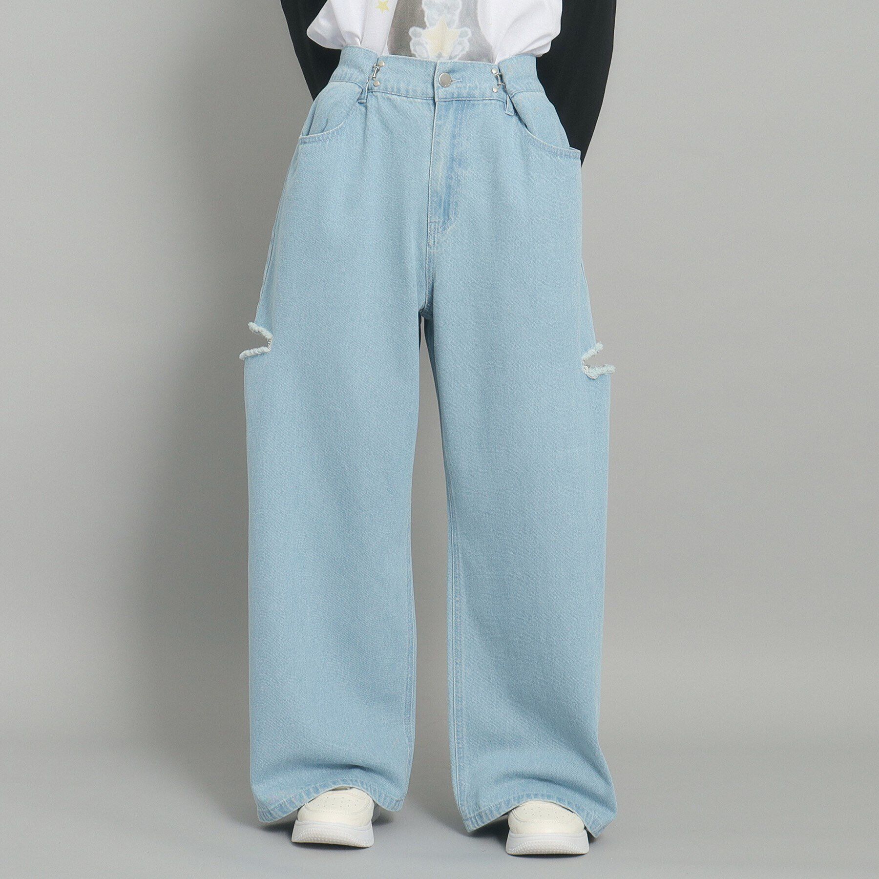 PINK-latte「【130cmあり／ウエストホック】サイドカットデニム」|その他|