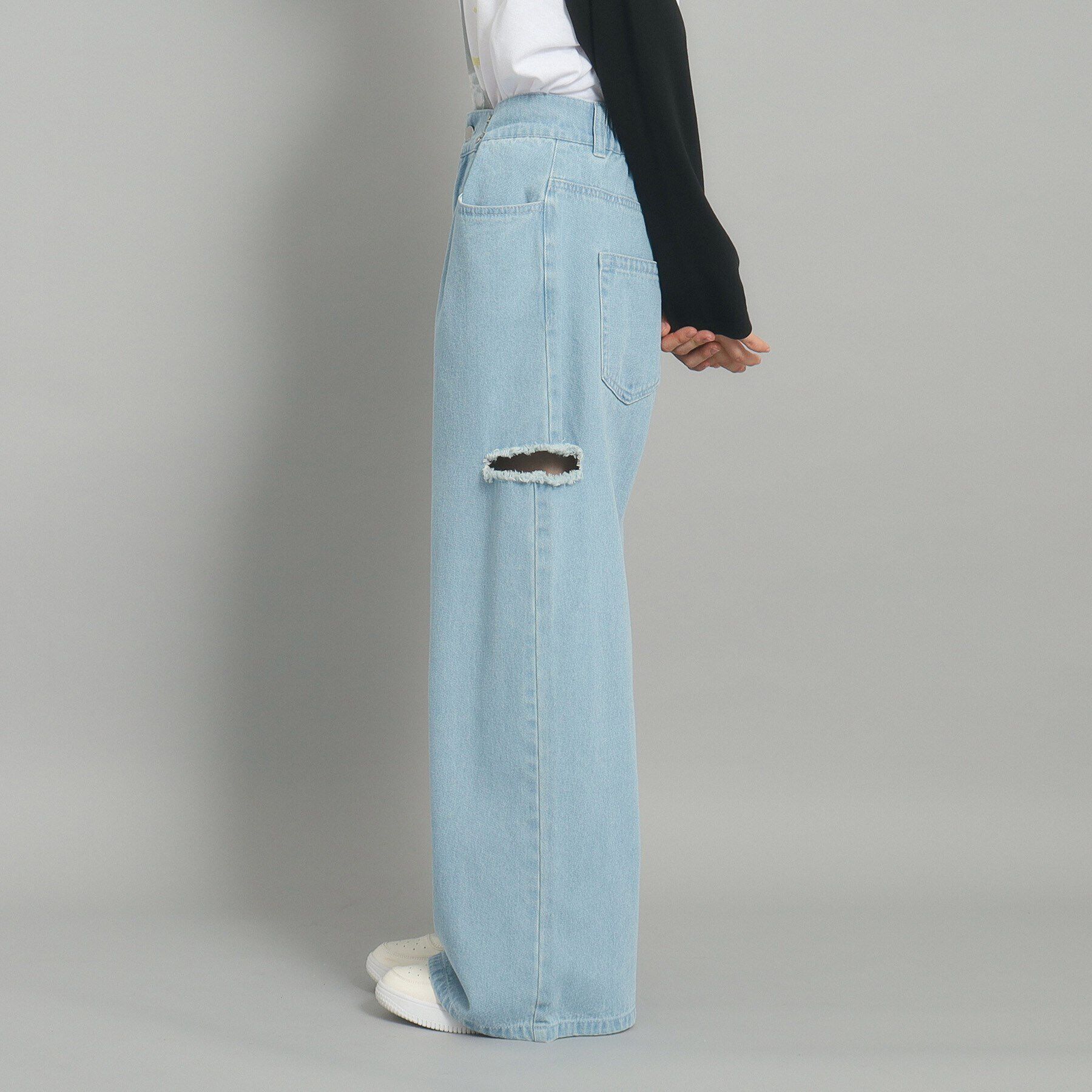 PINK-latte「【130cmあり／ウエストホック】サイドカットデニム」|その他|