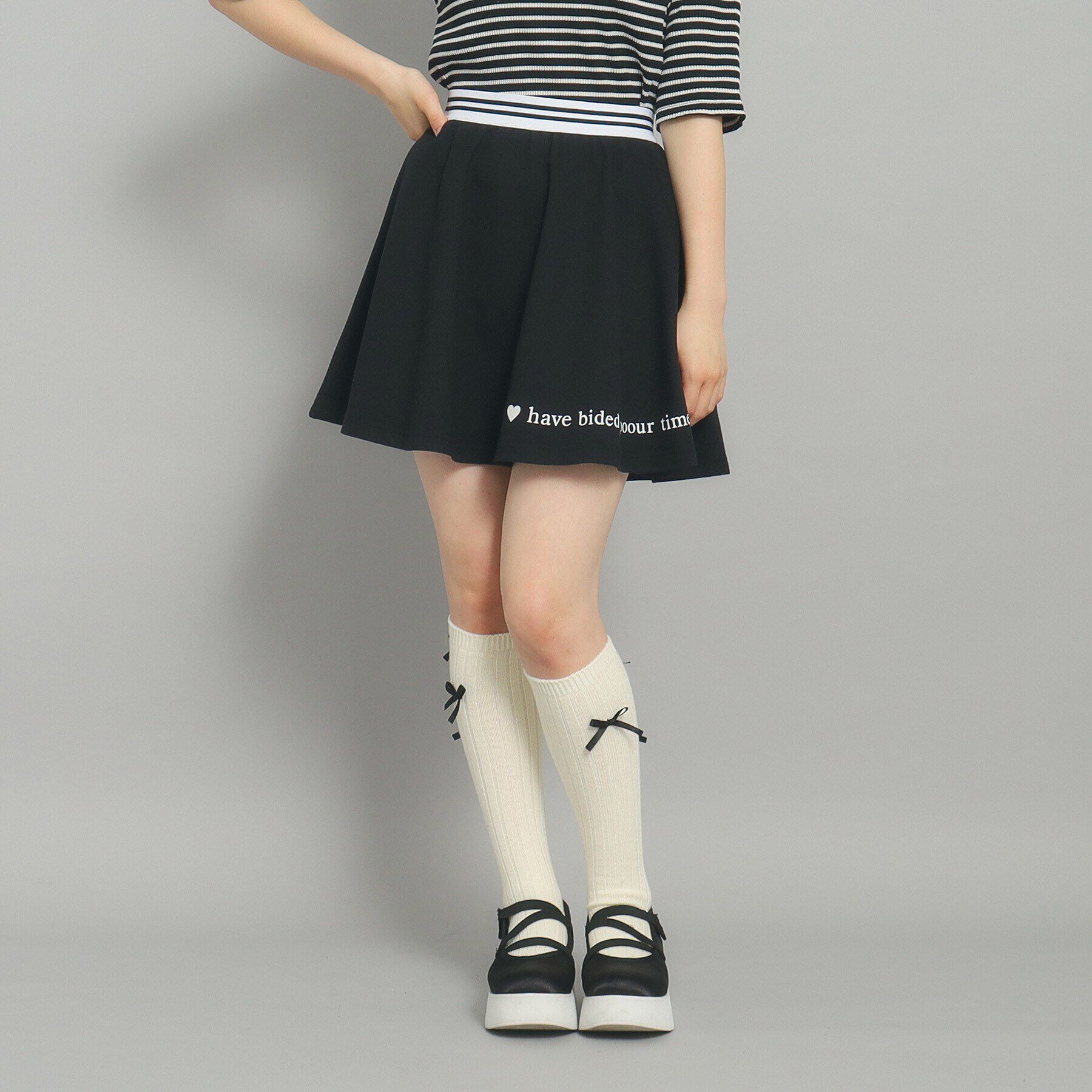 PINK-latte「【インナー付き】スウェット フレアスカート」|スカート|ブラック(019)