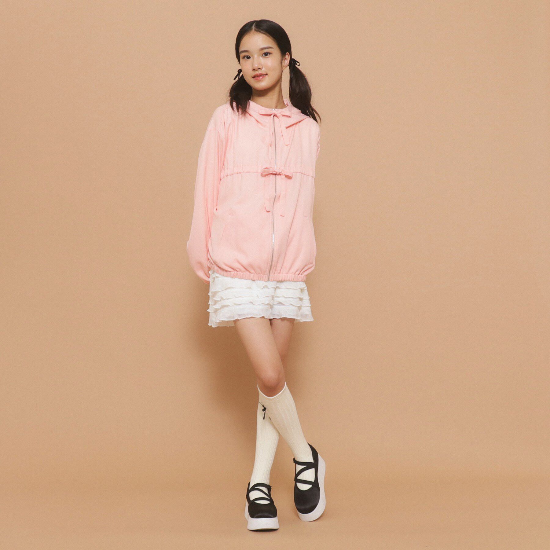 PINK-latte「【130cmあり／インナー付き】ティアードフリルミニスカート」|スカート|