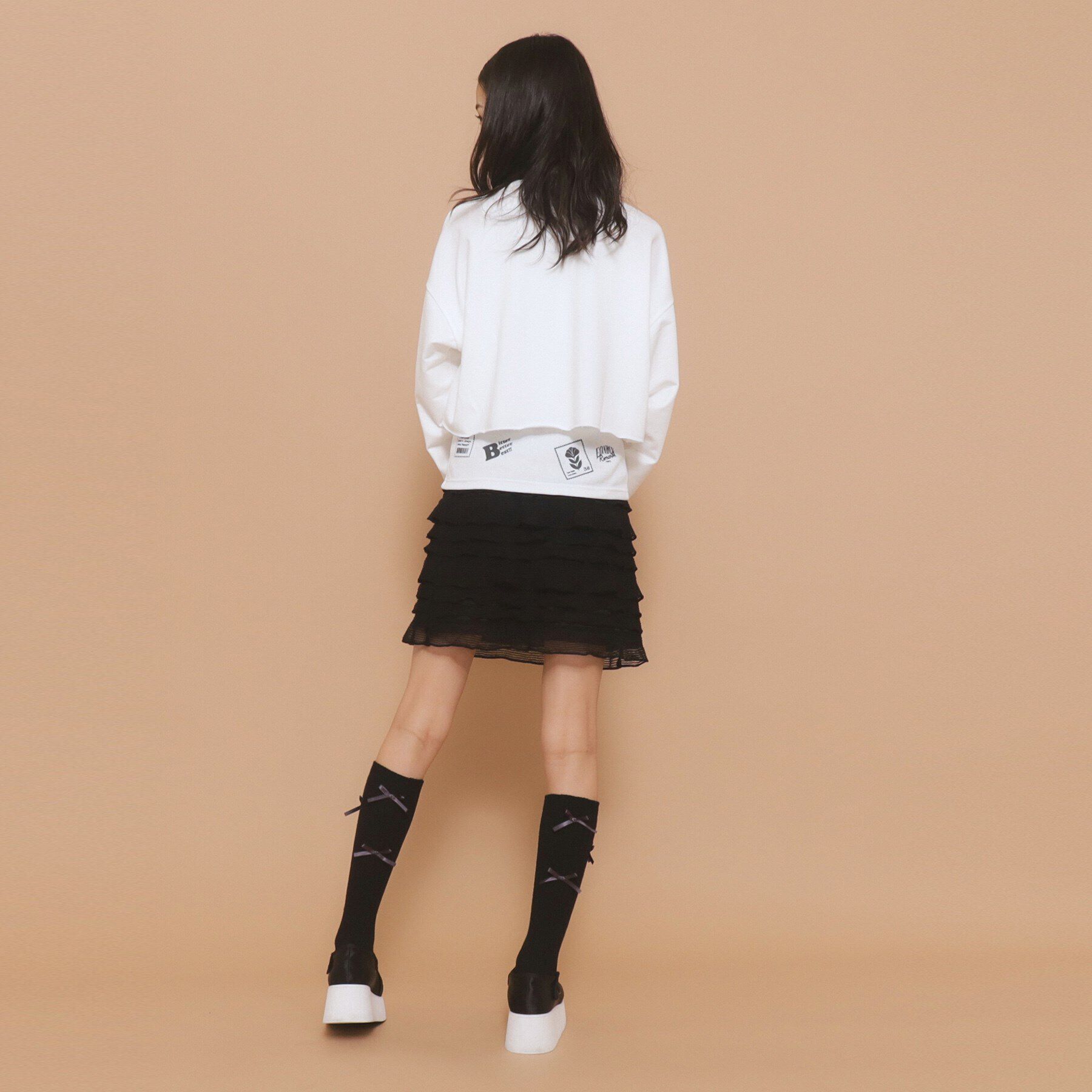 PINK-latte「【130cmあり／インナー付き】ティアードフリルミニスカート」|スカート|