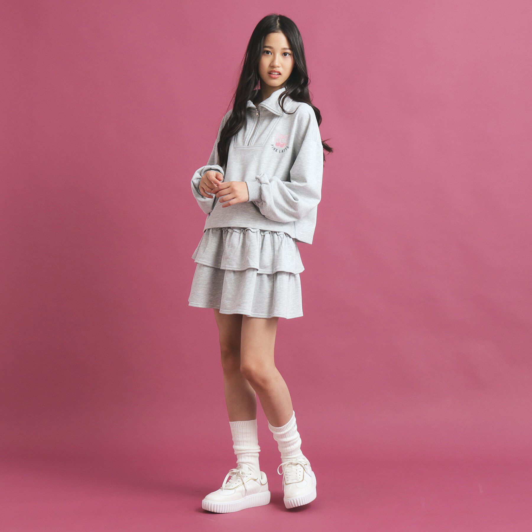 PINK-latte「【セットアイテム】ハーフジップ＆フリルスカート」|その他|