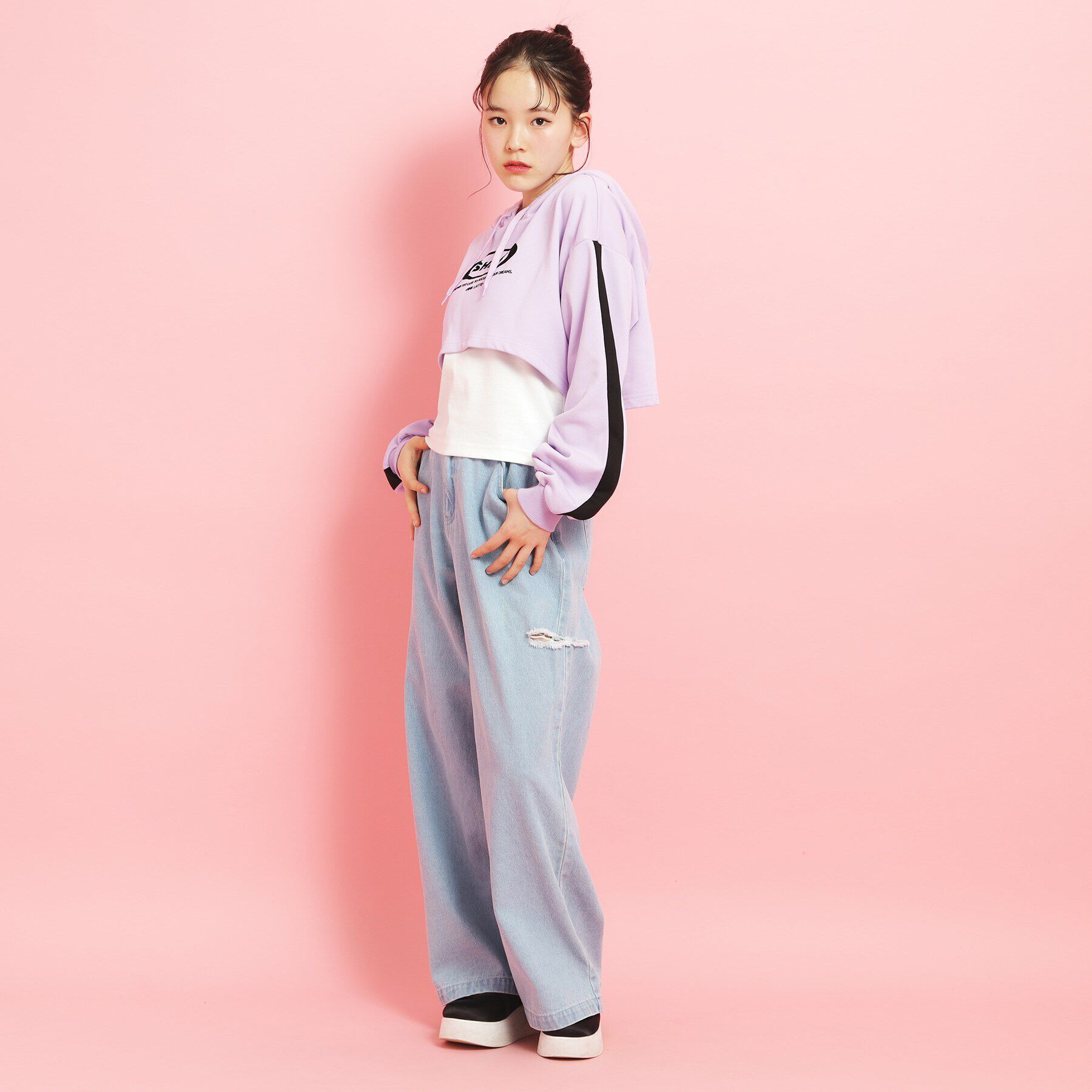 PINK-latte「【セットアイテム】裏毛短丈パーカ＋タンクトップ」|その他|