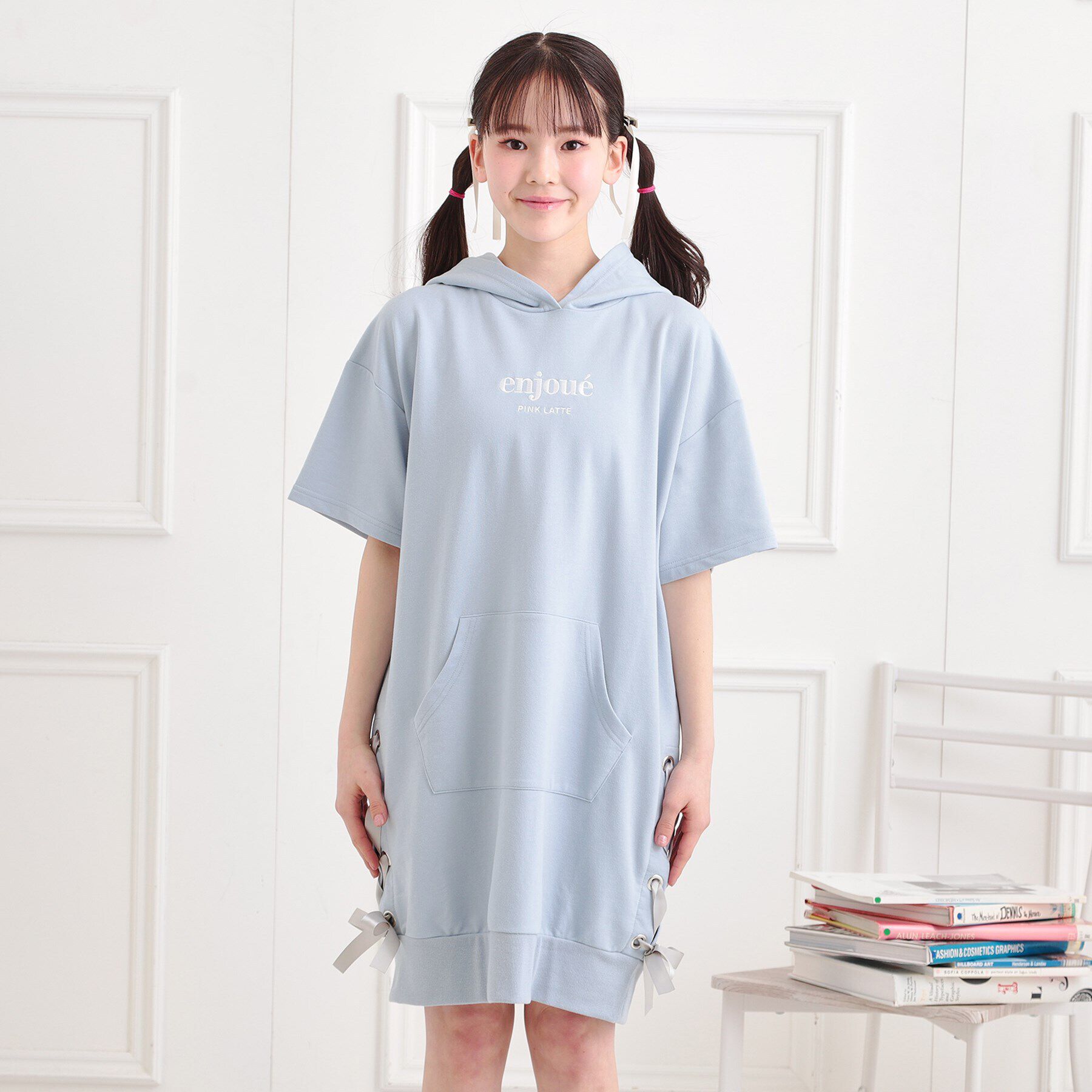 PINK-latte「ミニ裏レースパーカワンピース」|ワンピース|