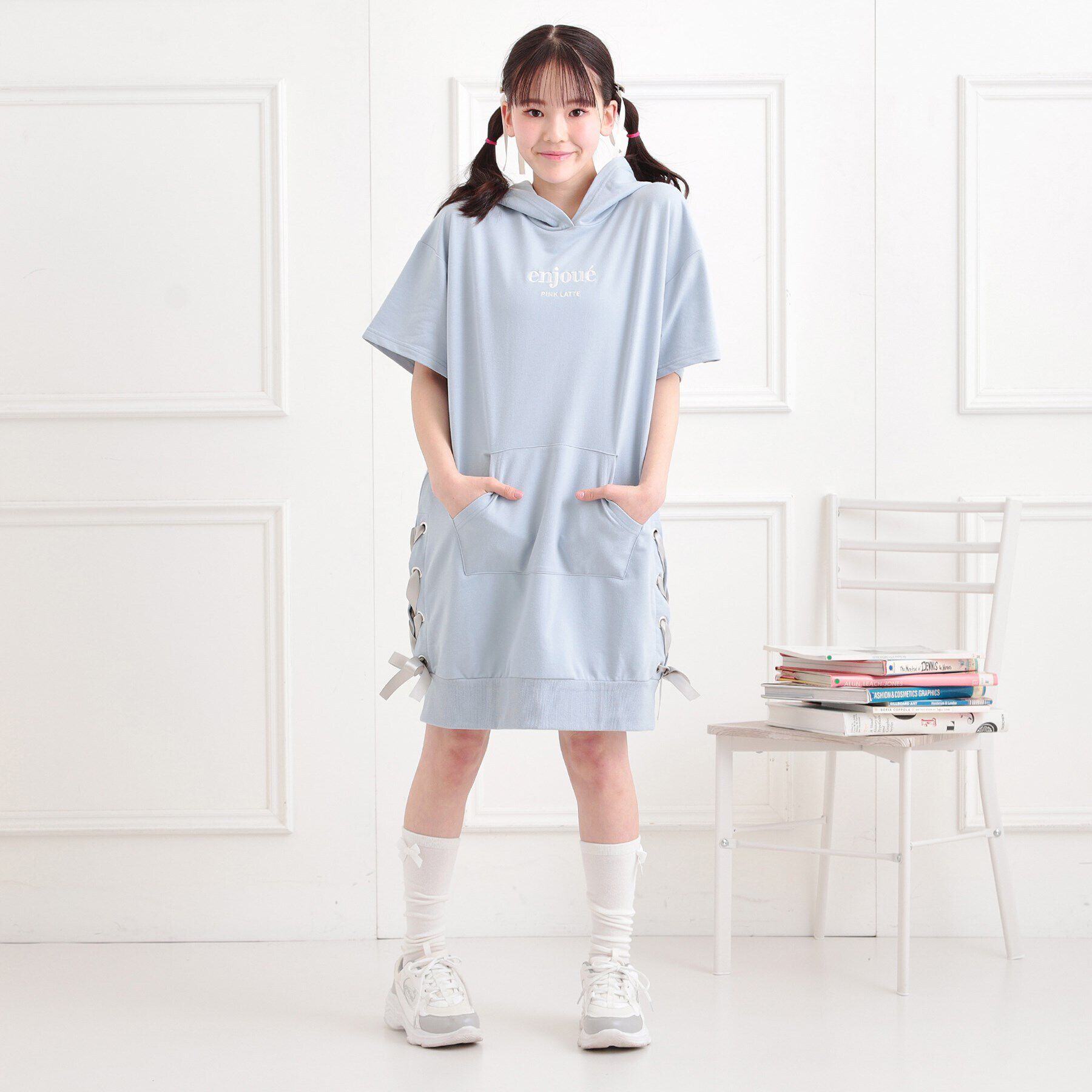 PINK-latte「ミニ裏レースパーカワンピース」|ワンピース|