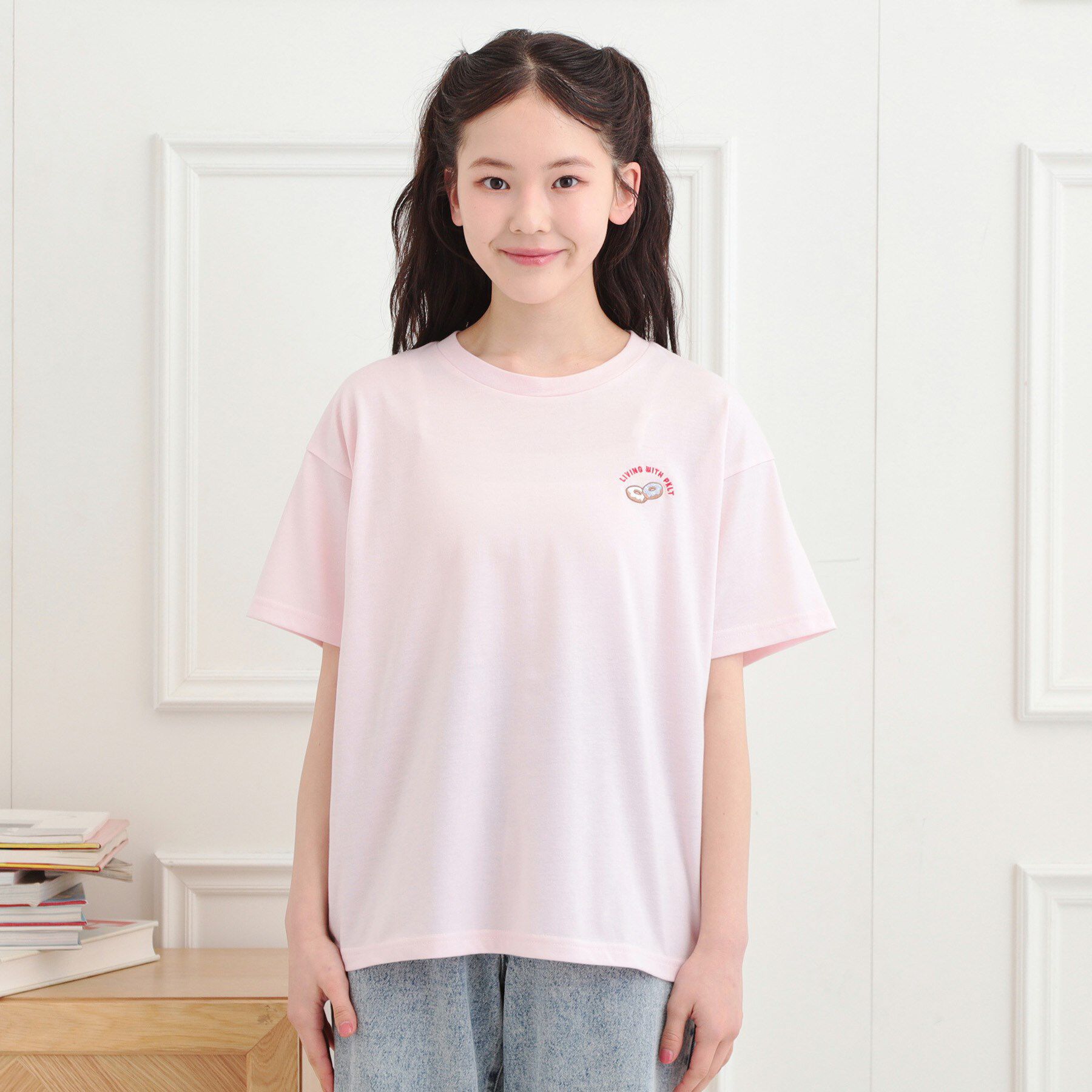 PINK-latte「ワンポイント刺繍Tシャツ」|Tシャツ・カットソー|