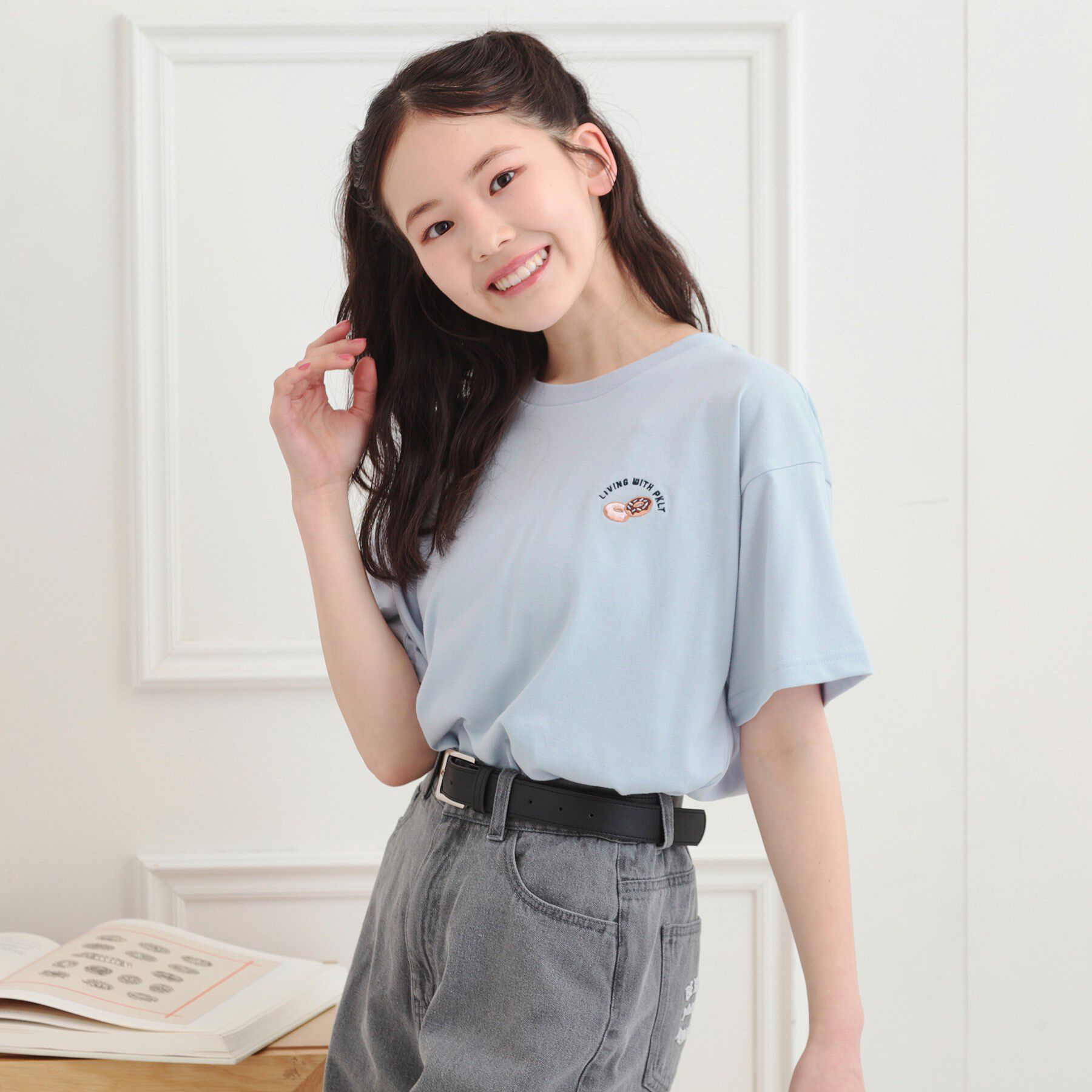 PINK-latte「ワンポイント刺繍Tシャツ」|Tシャツ・カットソー|