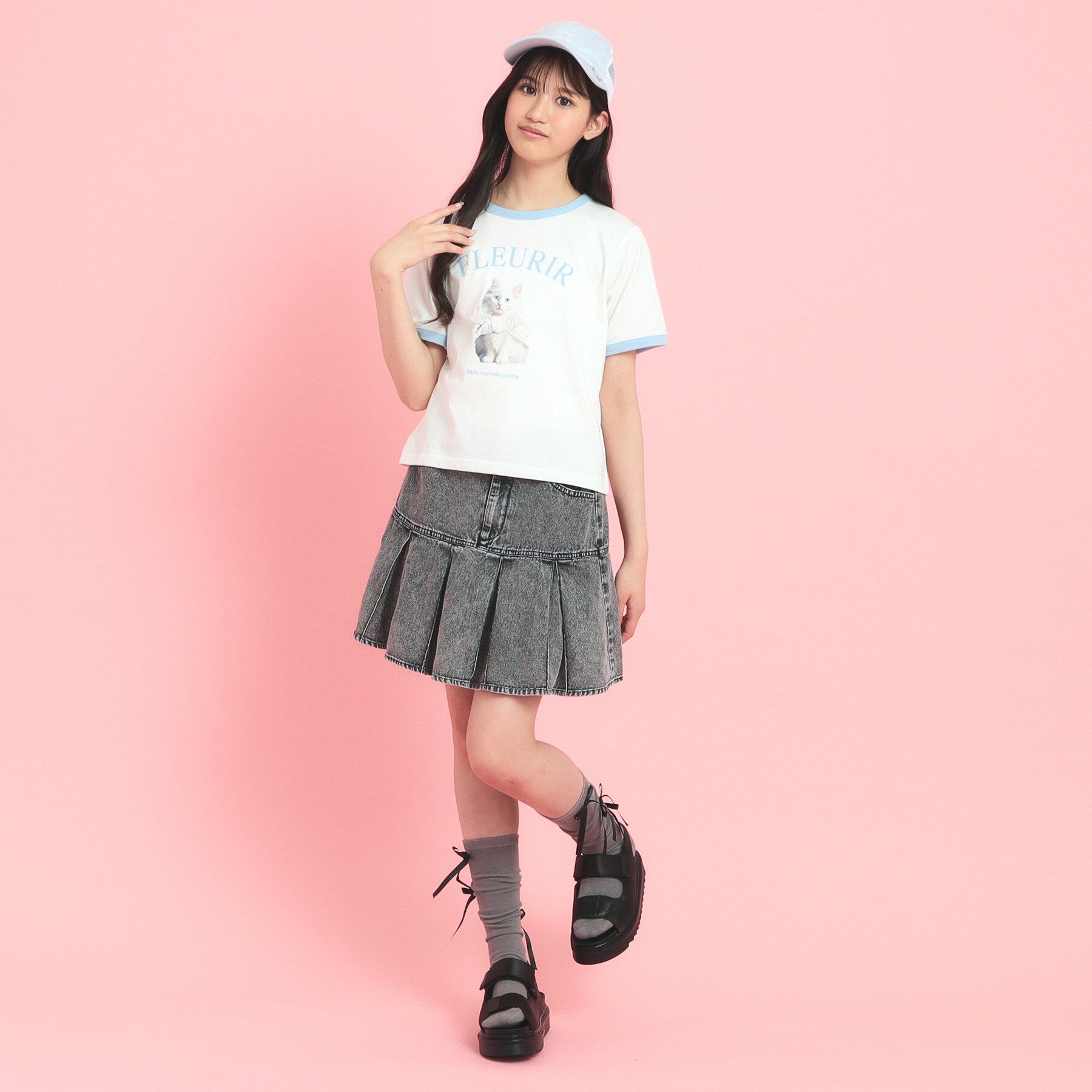 PINK-latte「フォトネコリンガーTシャツ」|Tシャツ・カットソー|