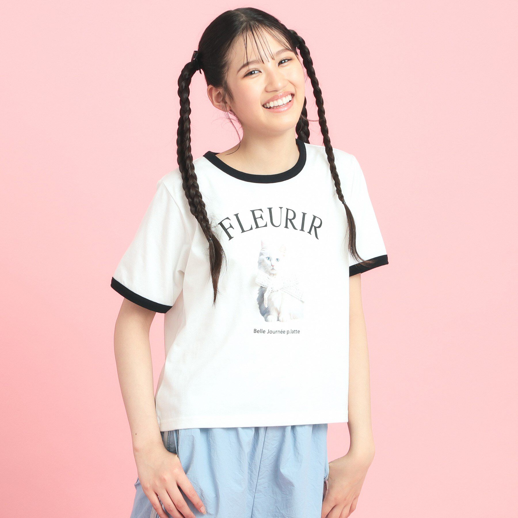 PINK-latte「フォトネコリンガーTシャツ」|Tシャツ・カットソー|