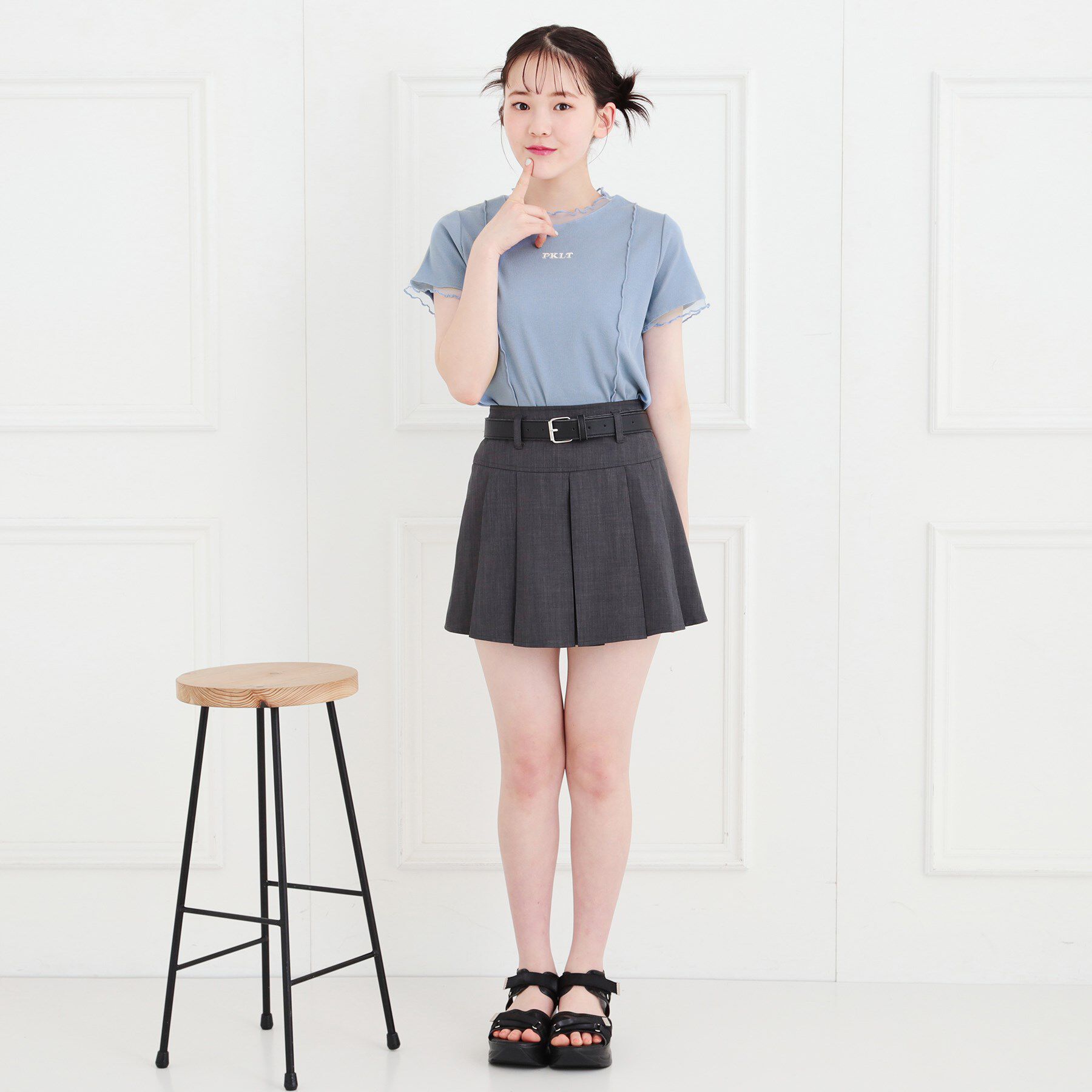 PINK-latte「シアーレイヤード風テレコトップス」|Tシャツ・カットソー|