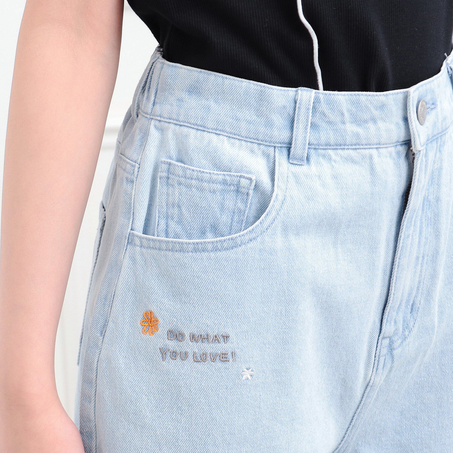 PINK-latte「らくがき刺繍フリンジショートパンツ」|キュロット|