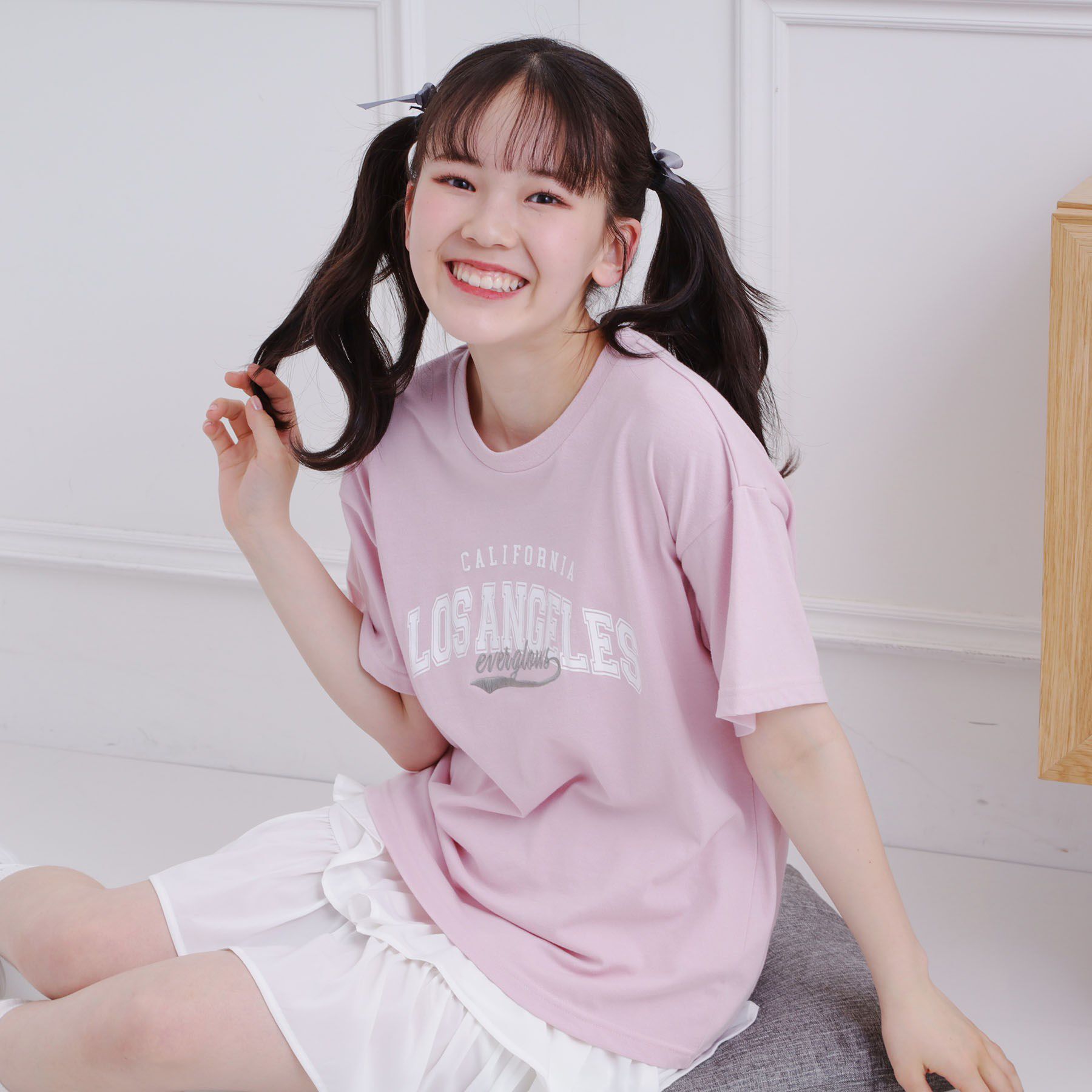 PINK-latte「カレッジロゴTシャツ」|Tシャツ・カットソー|ピンク(071)