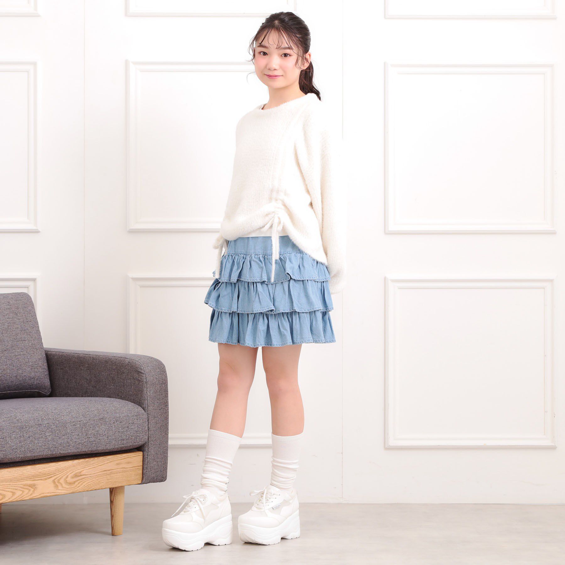 PINK-latte「デニムティアードスカート」|スカート|