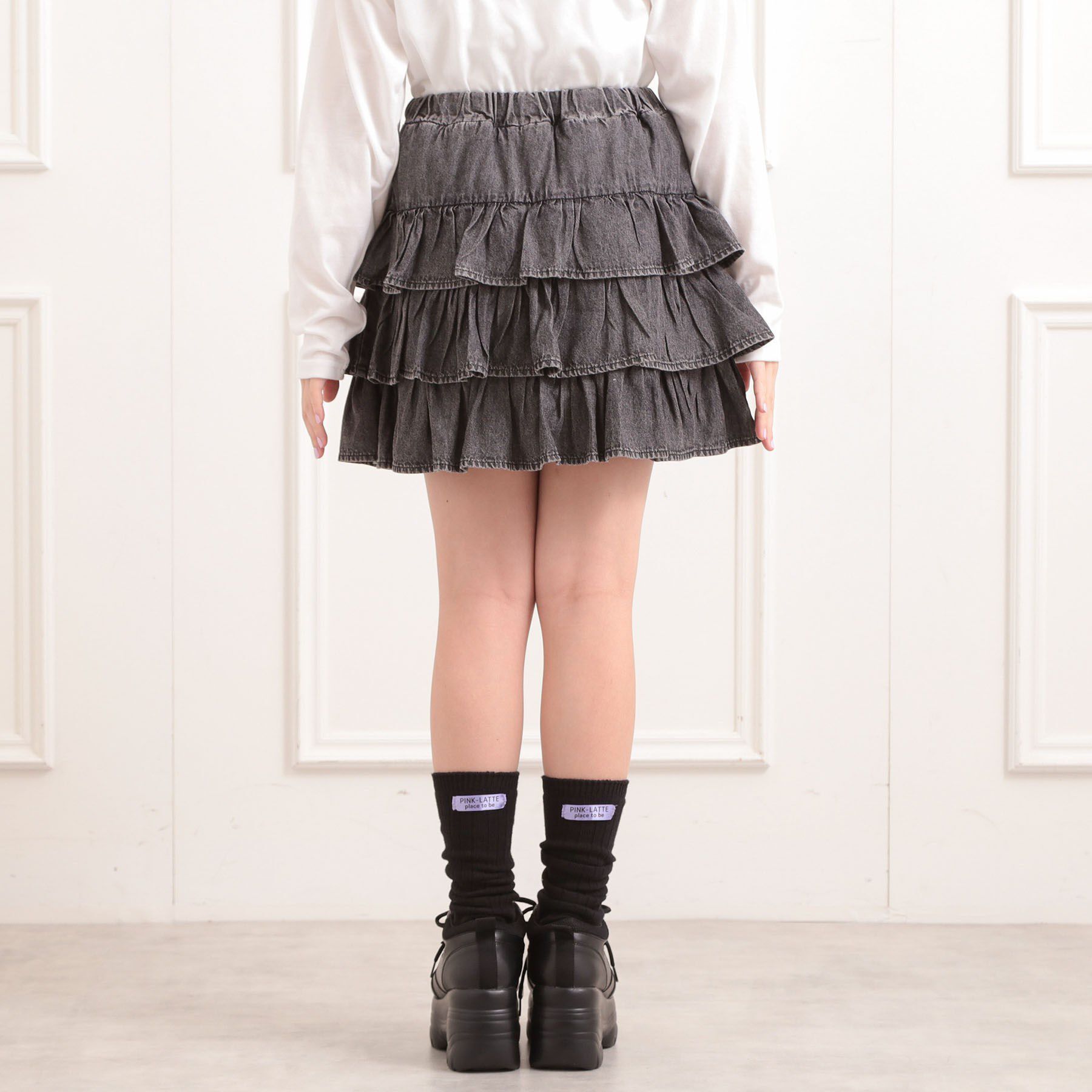 PINK-latte「デニムティアードスカート」|スカート|