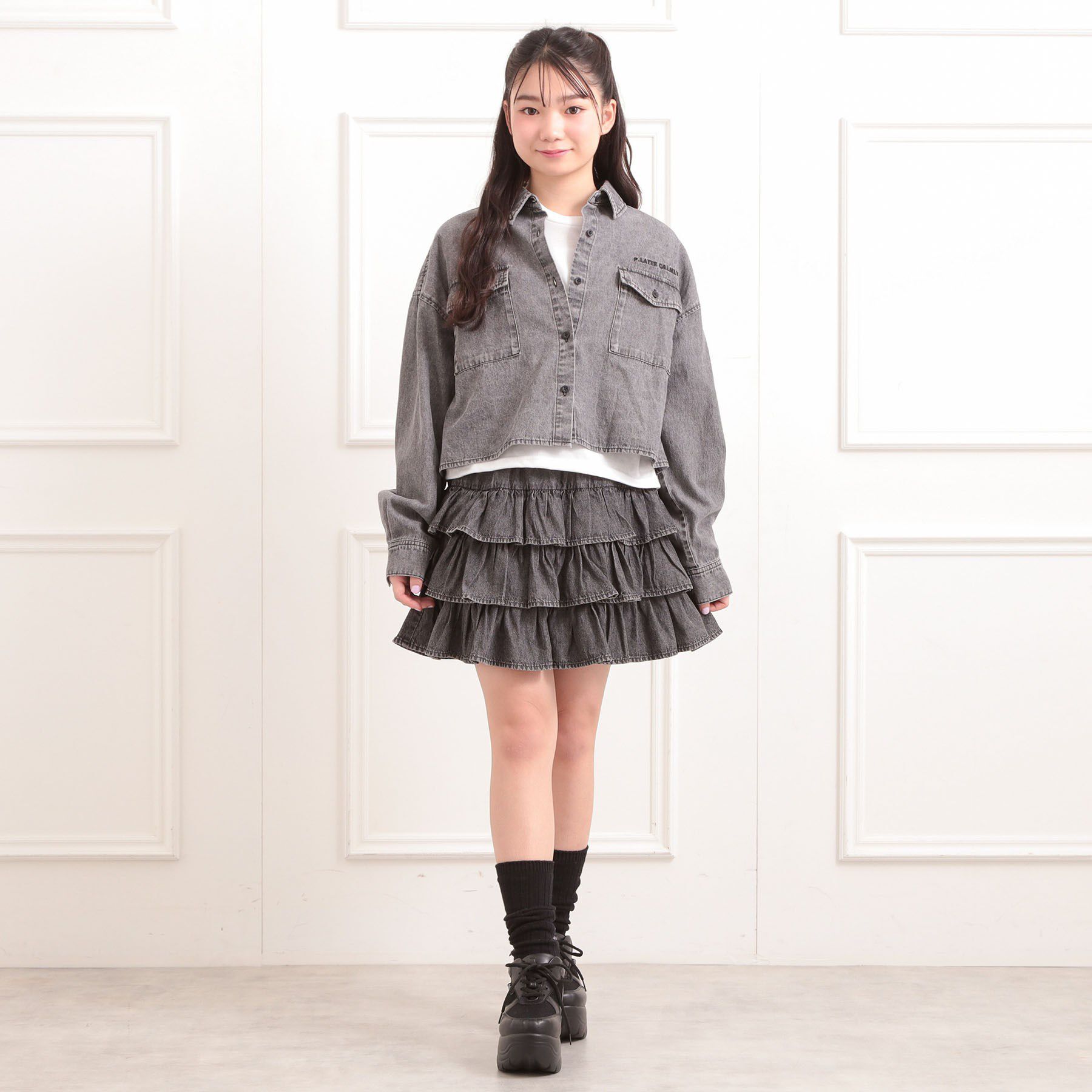 PINK-latte「デニムティアードスカート」|スカート|