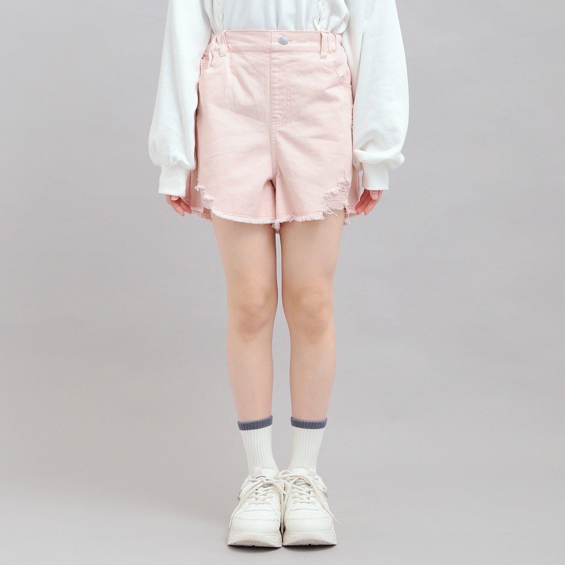 PINK-latte「デニムツイルダメージショートパンツ」|その他|