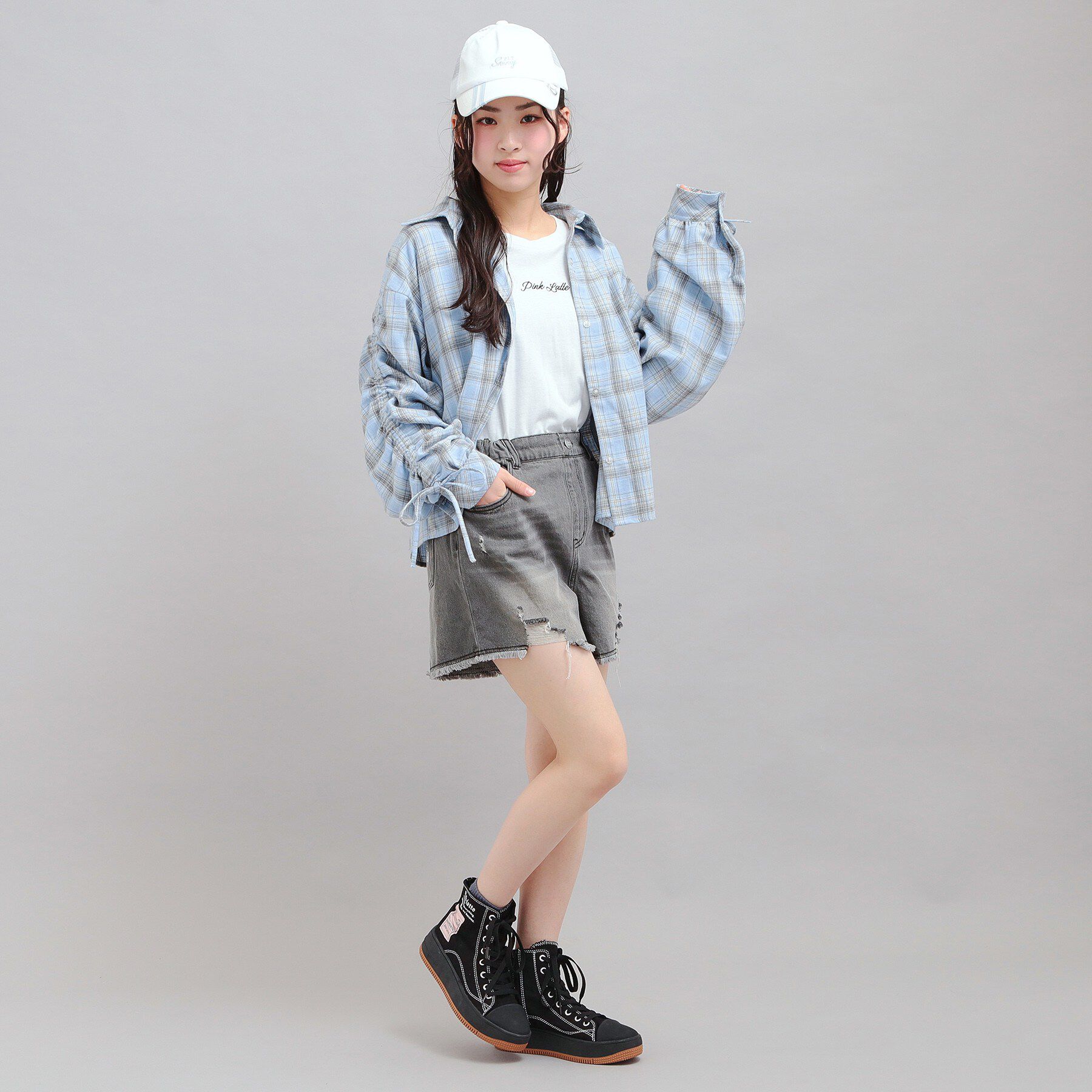 PINK-latte「デニムツイルダメージショートパンツ」|その他|