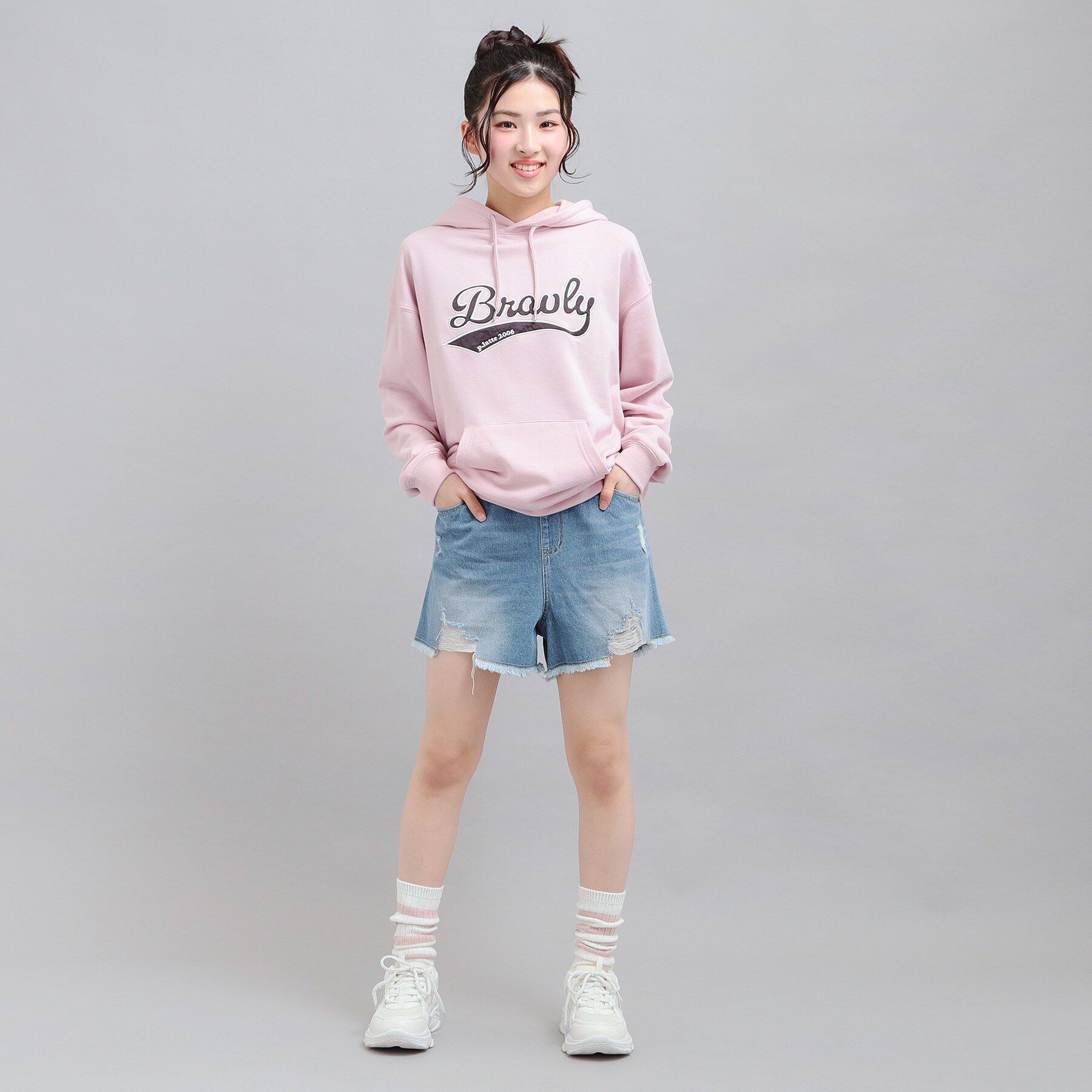 PINK-latte「デニムツイルダメージショートパンツ」|その他|