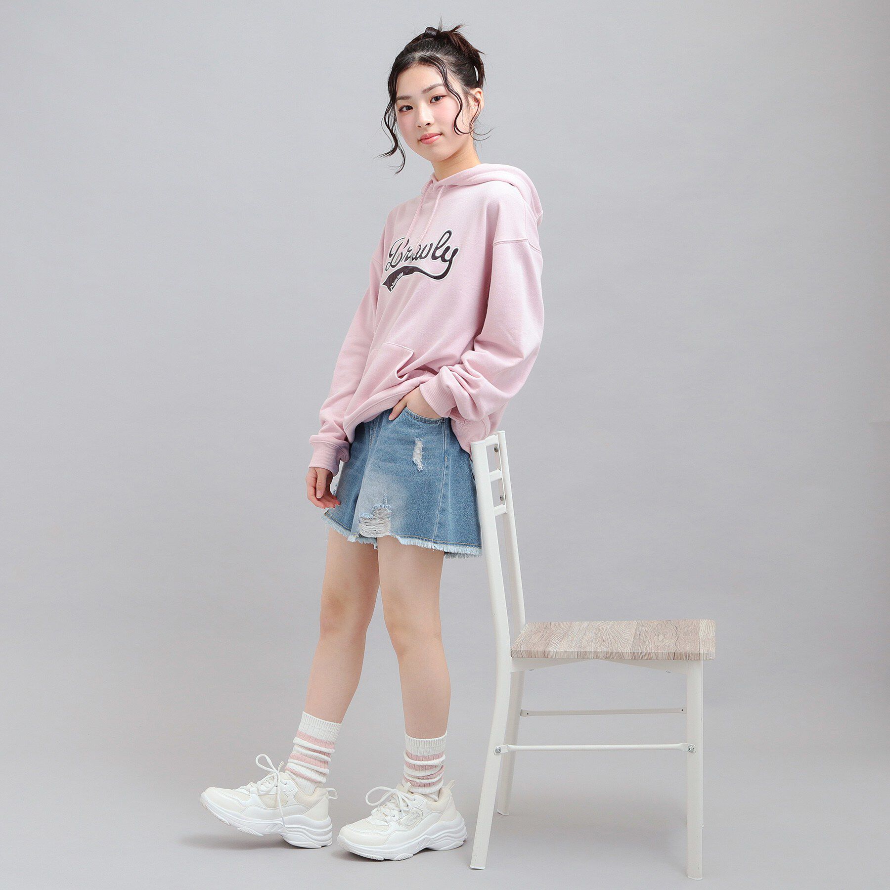 PINK-latte「デニムツイルダメージショートパンツ」|その他|