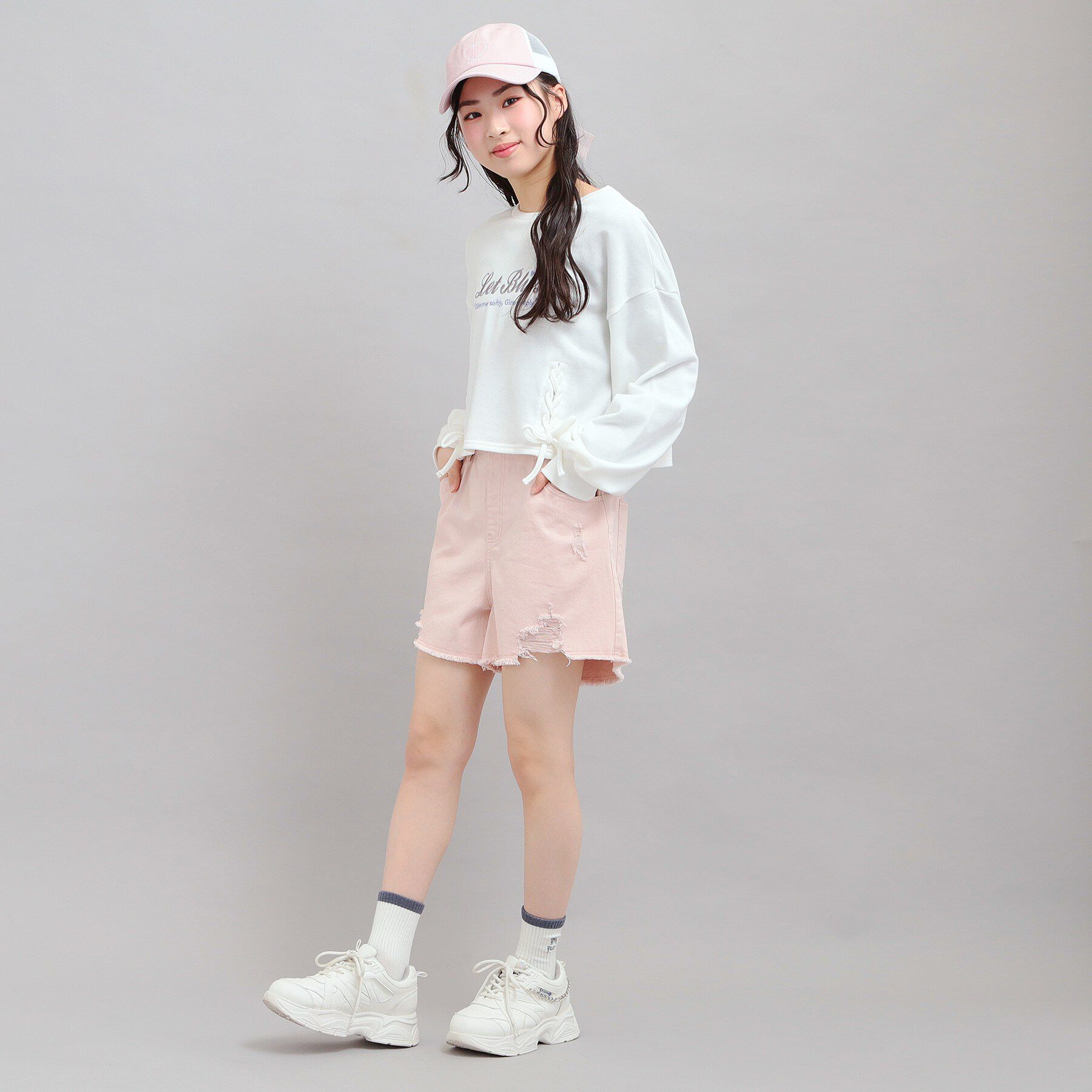 PINK-latte「デニムツイルダメージショートパンツ」|その他|